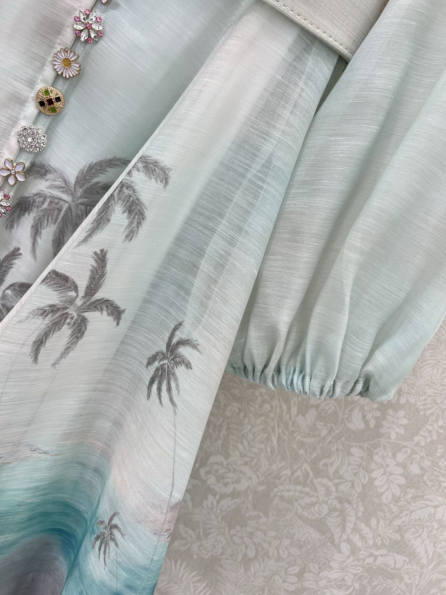 🔥🔥Zimmerman*兹/默曼 25新款海洋沙滩🏖度假系列  短款连衣裙 小立领和灯笼袖设计 前襟定制