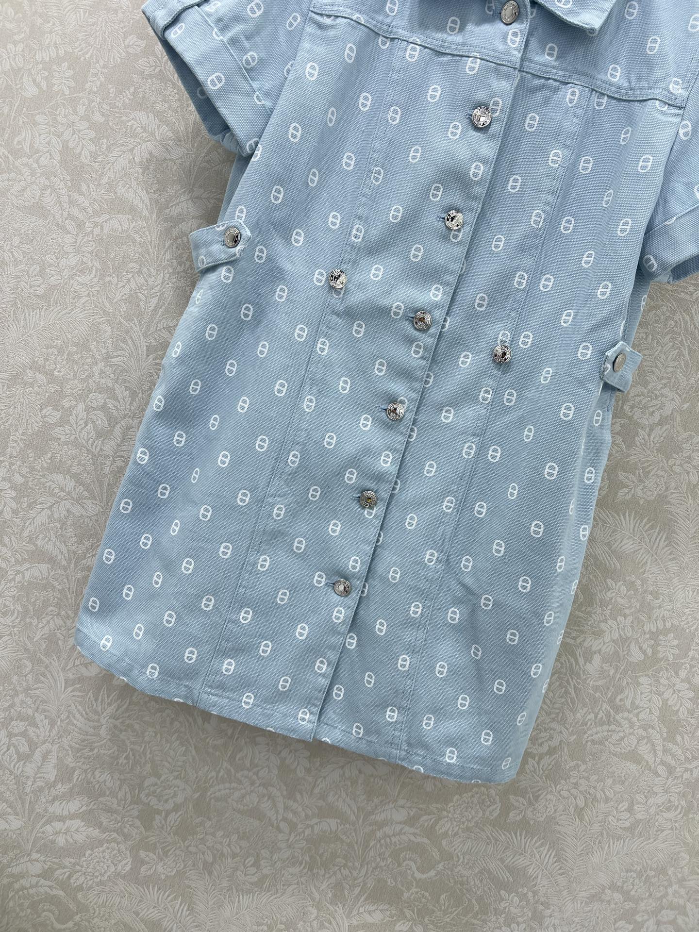 🔥🔥Herme*25新款经典猪鼻子🐽印花牛仔连衣裙  全新高版本出货啦 定制YB斜纹全棉牛仔材质 酵素水