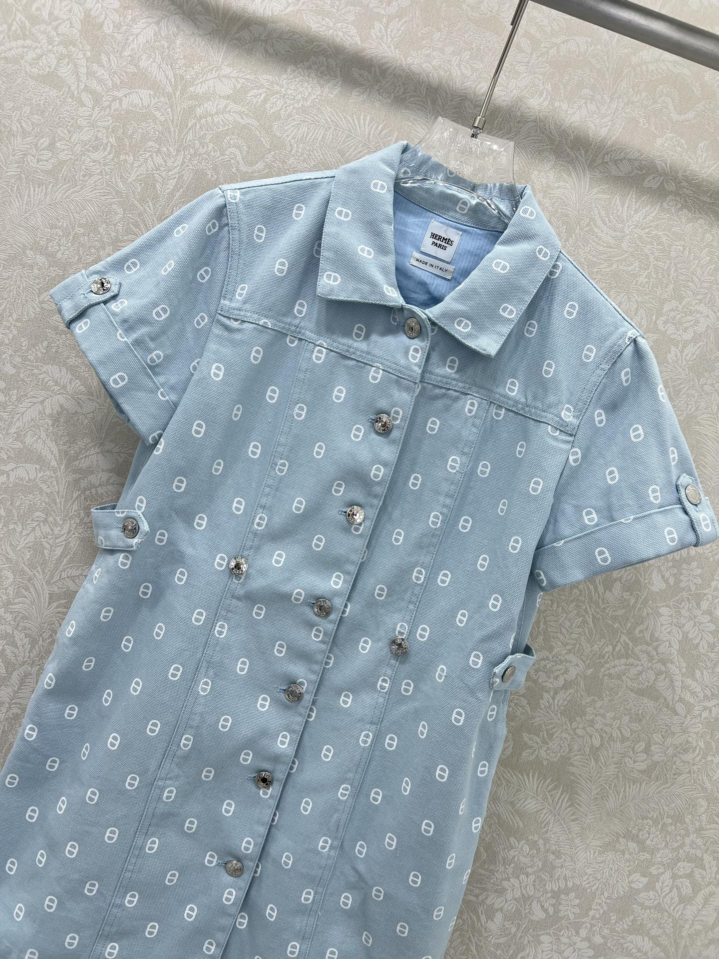 🔥🔥Herme*25新款经典猪鼻子🐽印花牛仔连衣裙  全新高版本出货啦 定制YB斜纹全棉牛仔材质 酵素水