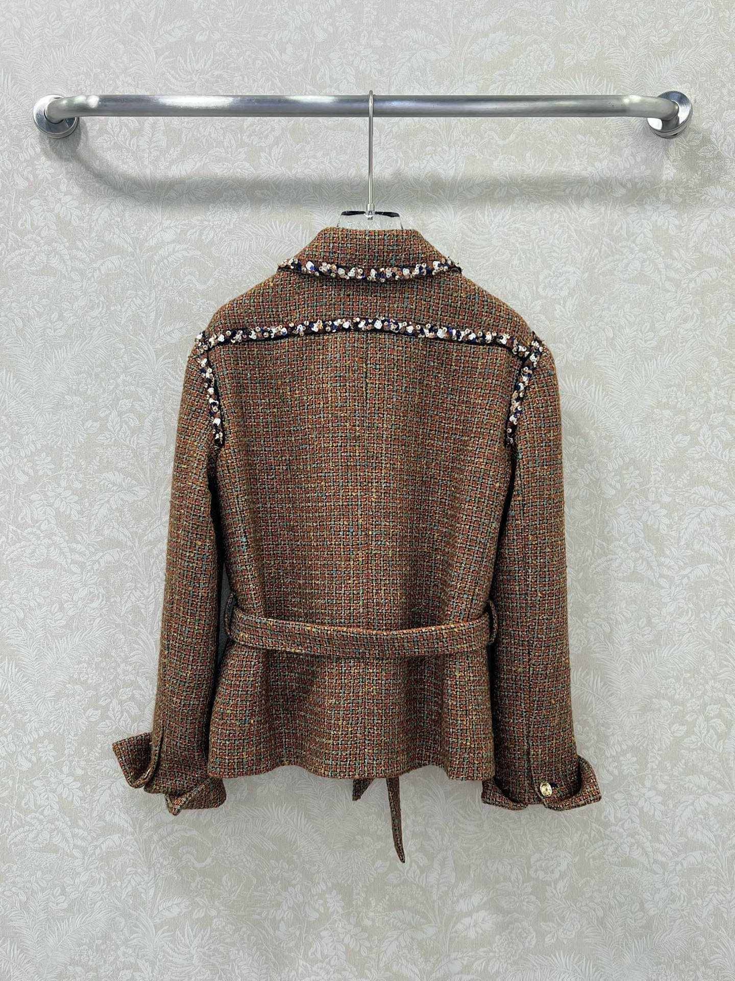 🔥🔥chan*l 25新款翻领洋装钉珠捆边外套   高版本 内衬100%真丝 定制YB进口粗纺羊毛呢材质