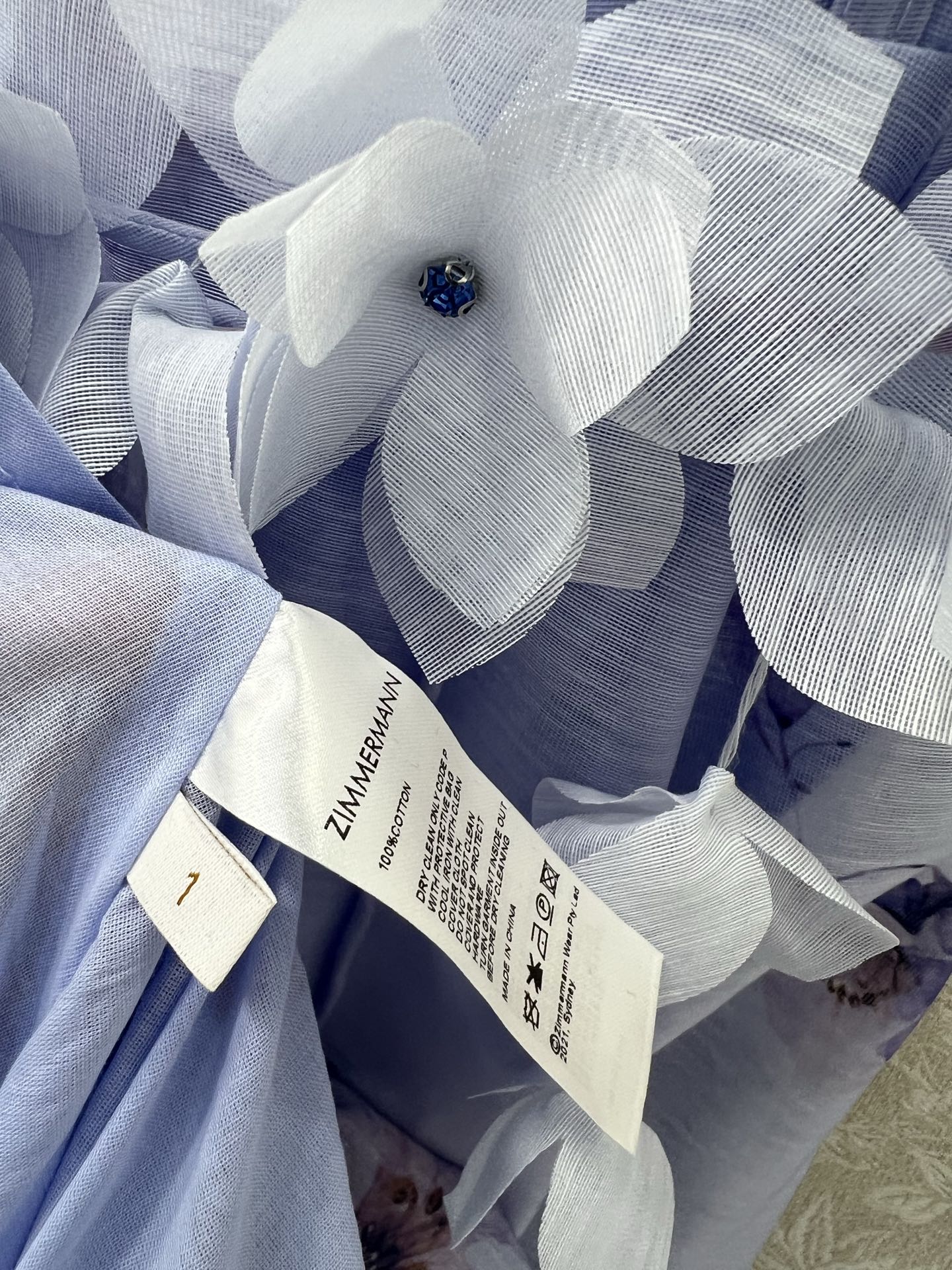🔥🔥ZIMMERM*25新款繁花簇锦印花吊带连衣裙 肩带订钻立体花装饰 胸前订钻腰身褶皱勾勒腰线让人眼前