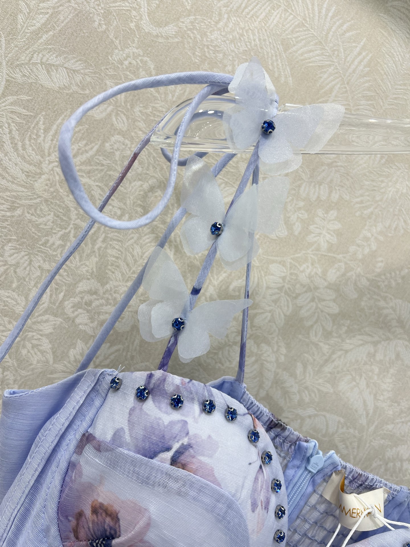 🔥🔥ZIMMERM*25新款繁花簇锦印花吊带连衣裙 肩带订钻立体花装饰 胸前订钻腰身褶皱勾勒腰线让人眼前