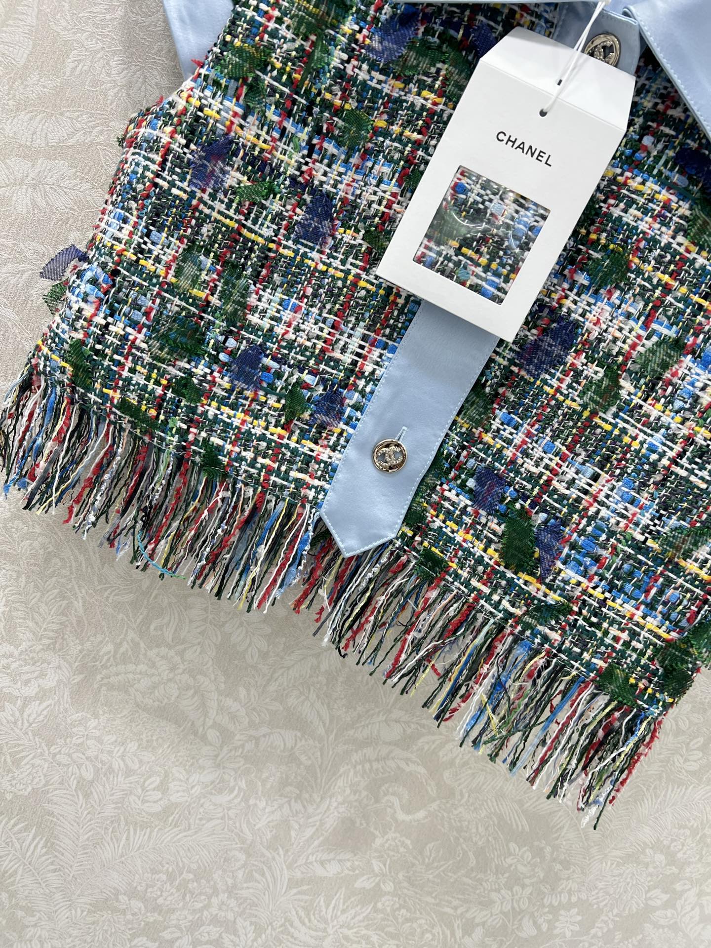 🔥🔥chan*l 25新款瀑布系列彩呢流苏短袖马甲外套  手工坊系列同步上新啦 珍妮同款高级手工坊小香风