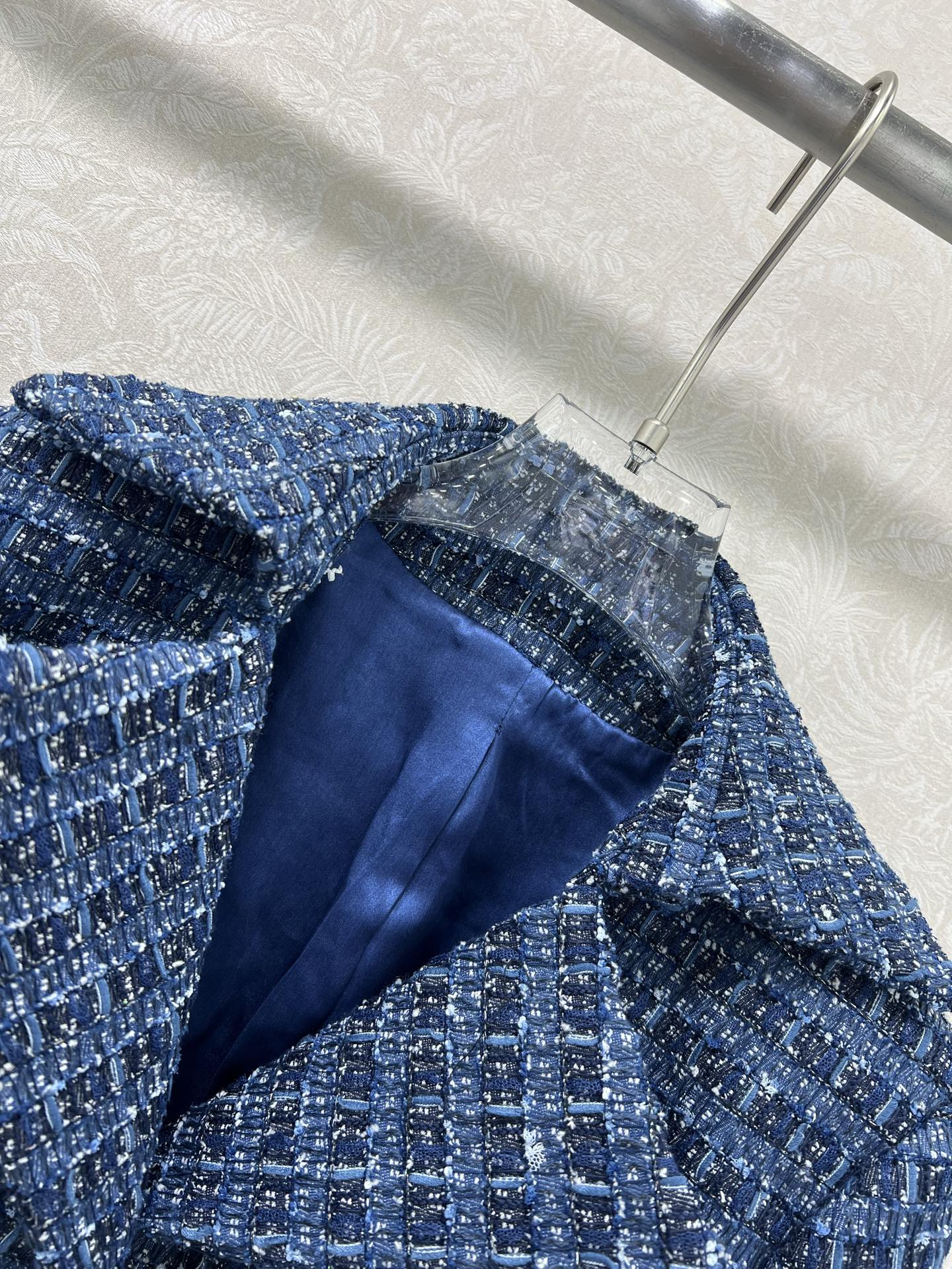 🔥🔥Chan*l 25新款宝石蓝💙重工短款洋装外套 高版本 内衬真丝版本‼️ 定制编织粗纺面料 质感高级