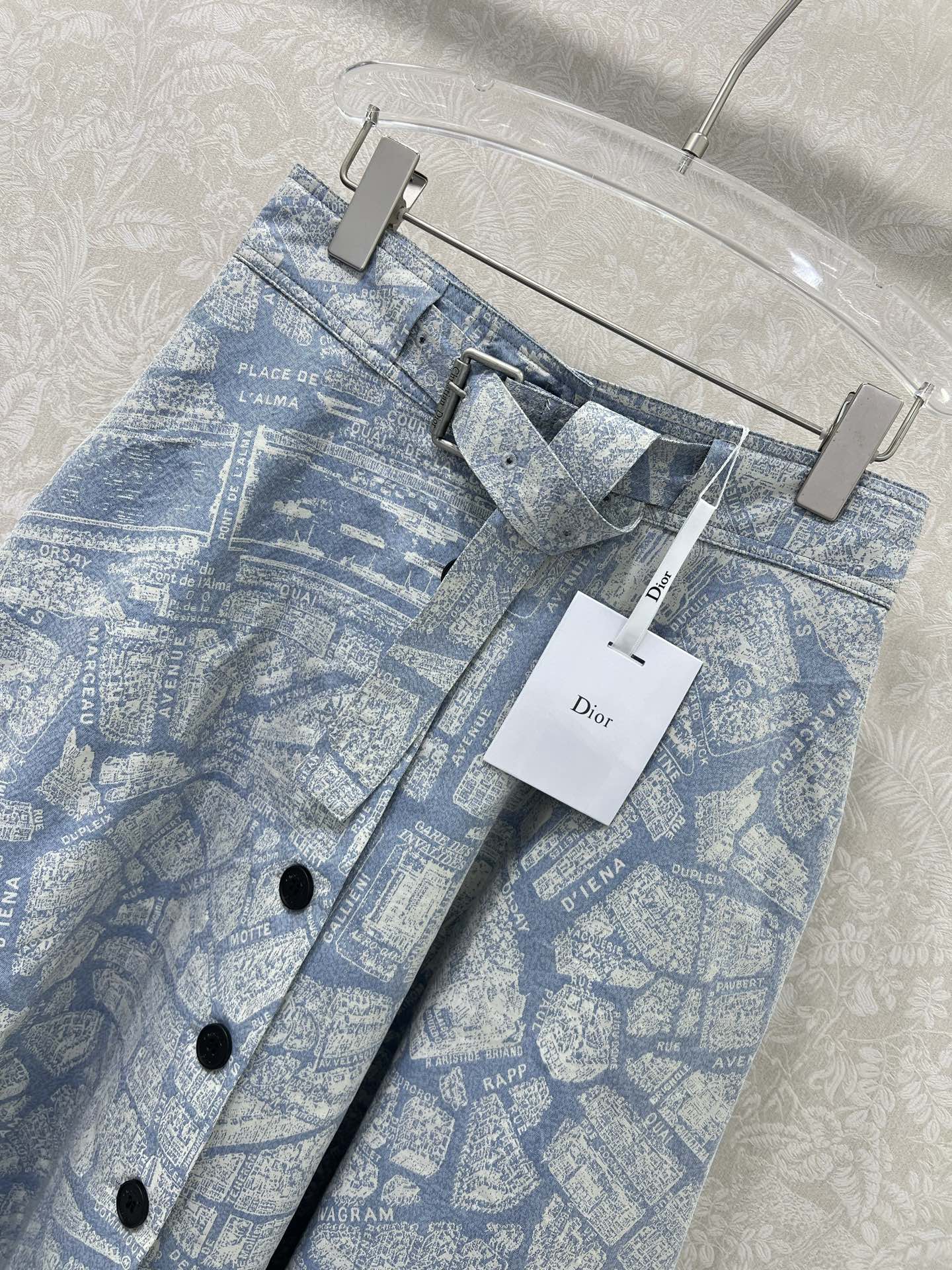 🔥🔥DIO*25新款提花大摆半裙 定制单排扣腰头隐藏腰带腰带设计 粉色🩷款通体满印丛林动物图案  蓝色🩵