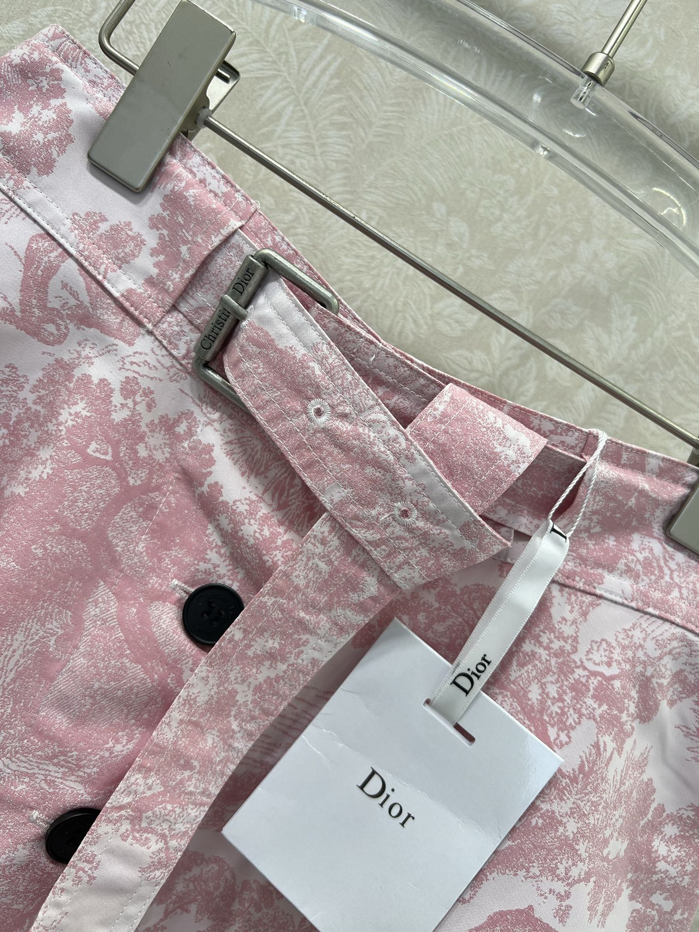 🔥🔥DIO*25新款提花大摆半裙 定制单排扣腰头隐藏腰带腰带设计 粉色🩷款通体满印丛林动物图案  蓝色🩵