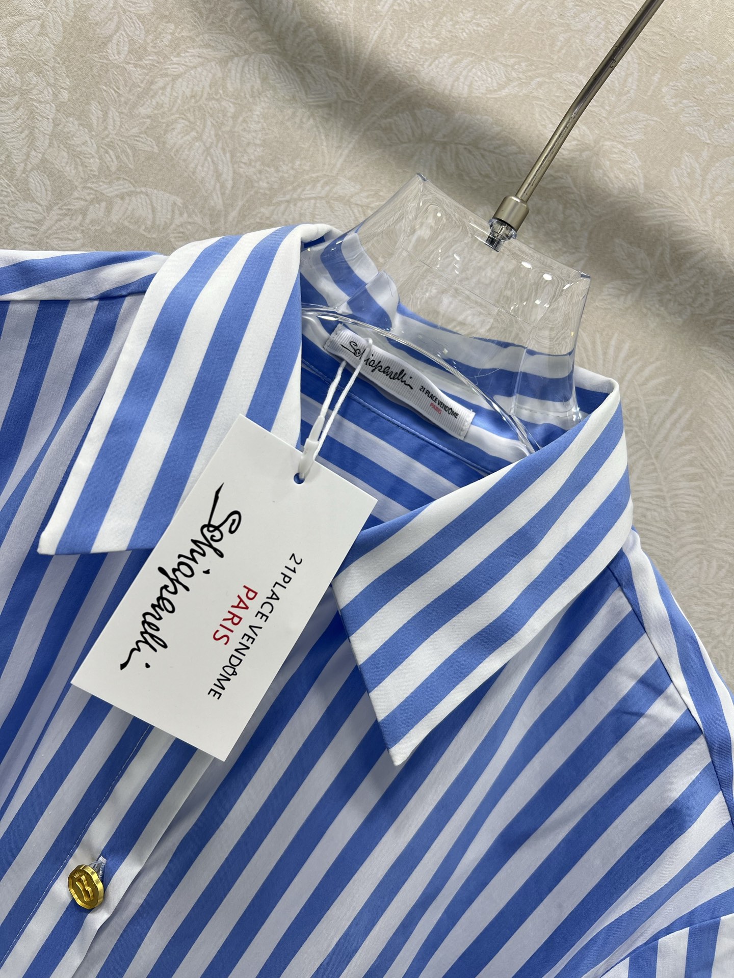 🔥🔥Sch*法国本土品牌 25新款条纹衬衣 打破传统设计 胸前绑带蝴蝶结 定制品牌五金超有质感 竖条纹视