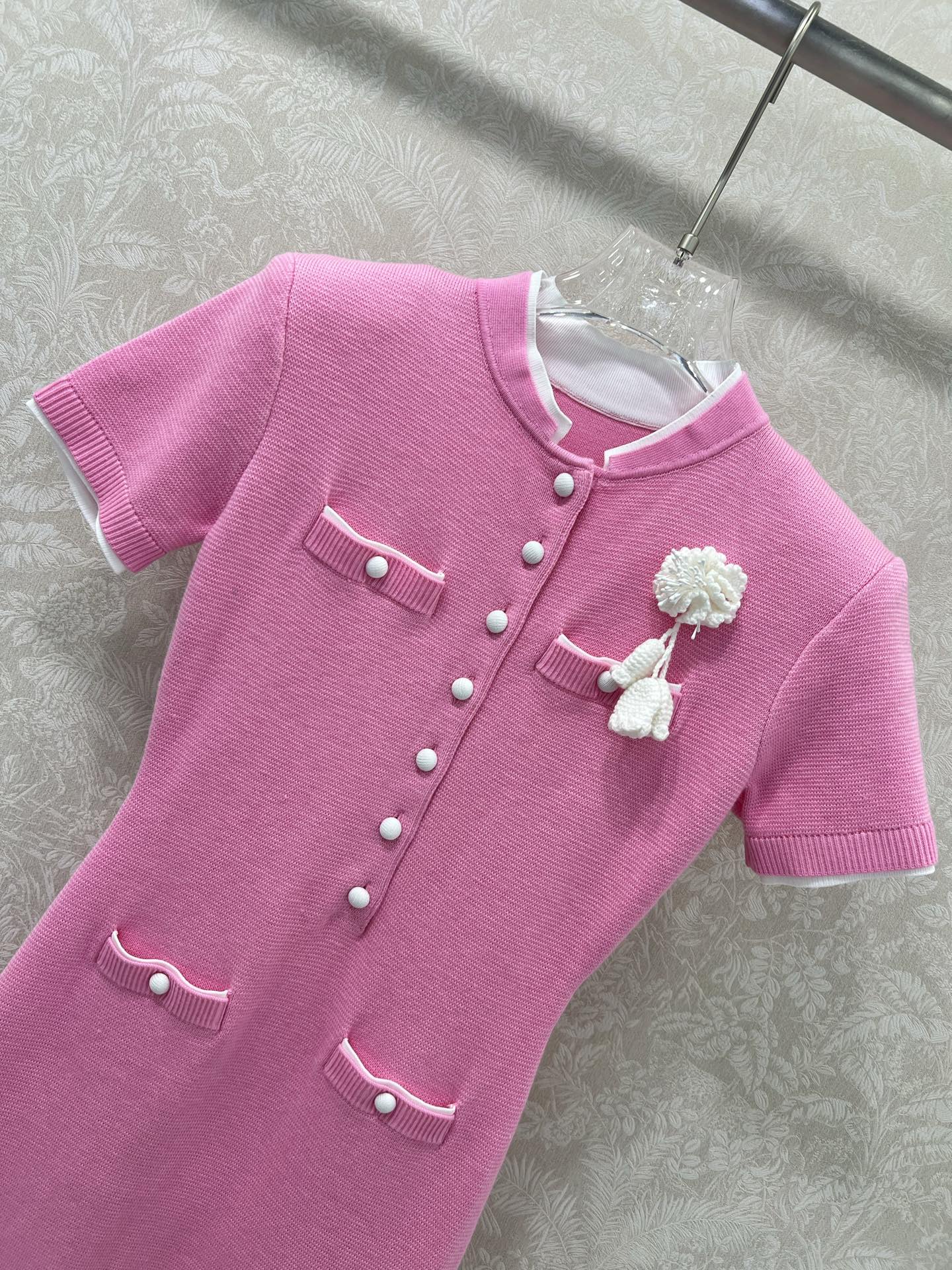 🔥🔥self-portrait 25新款粉红色短袖羊毛混纺针织连衣裙 超美腻的粉色🩷绝绝子！！完美复刻质