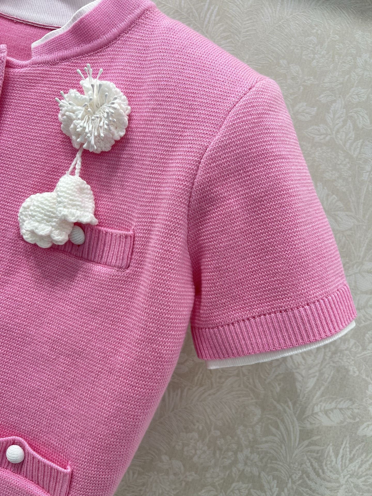 🔥🔥self-portrait 25新款粉红色短袖羊毛混纺针织上衣 超美腻的粉色🩷绝绝子！！完美复刻质感