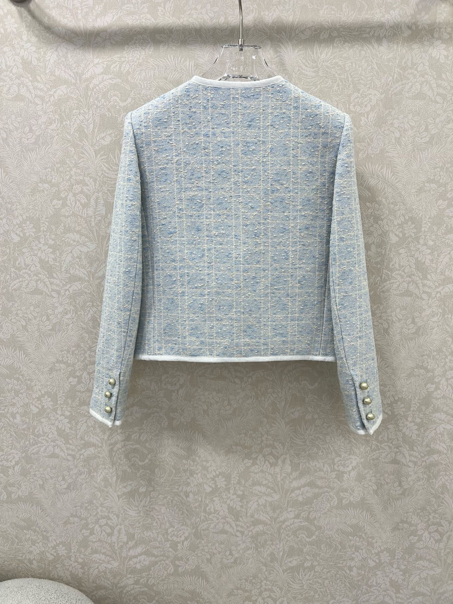 🔥🔥Dio*25新款藤格纹圆领洋装外套  马卡龙配色出货啦！绝美的藕粉跟浅蓝色 🩷🩵定制YB进口粗纺毛呢