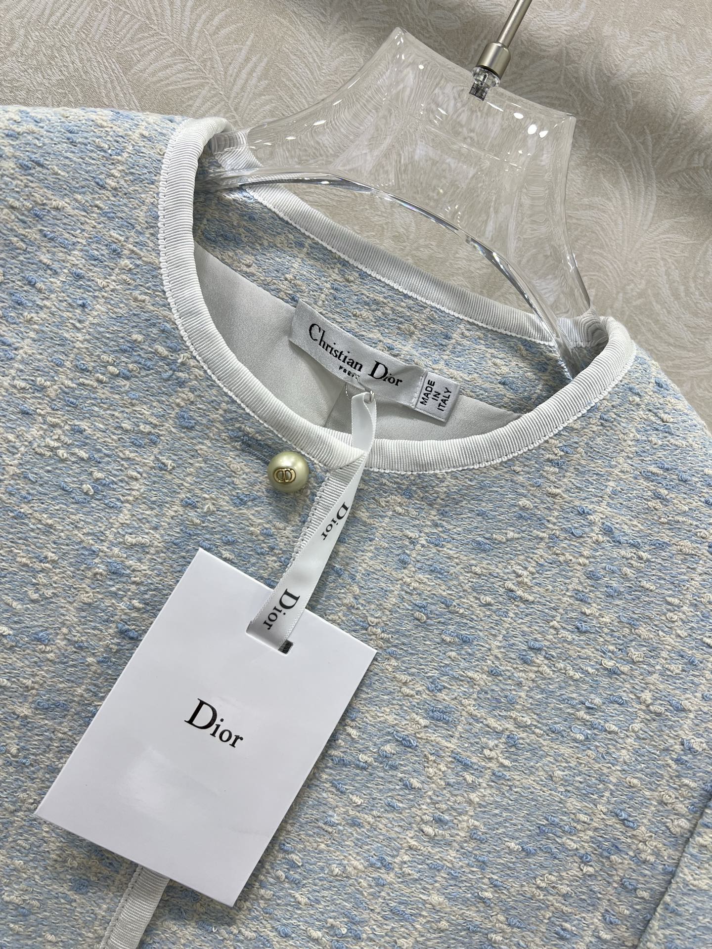 🔥🔥Dio*25新款藤格纹圆领洋装外套  马卡龙配色出货啦！绝美的藕粉跟浅蓝色 🩷🩵定制YB进口粗纺毛呢