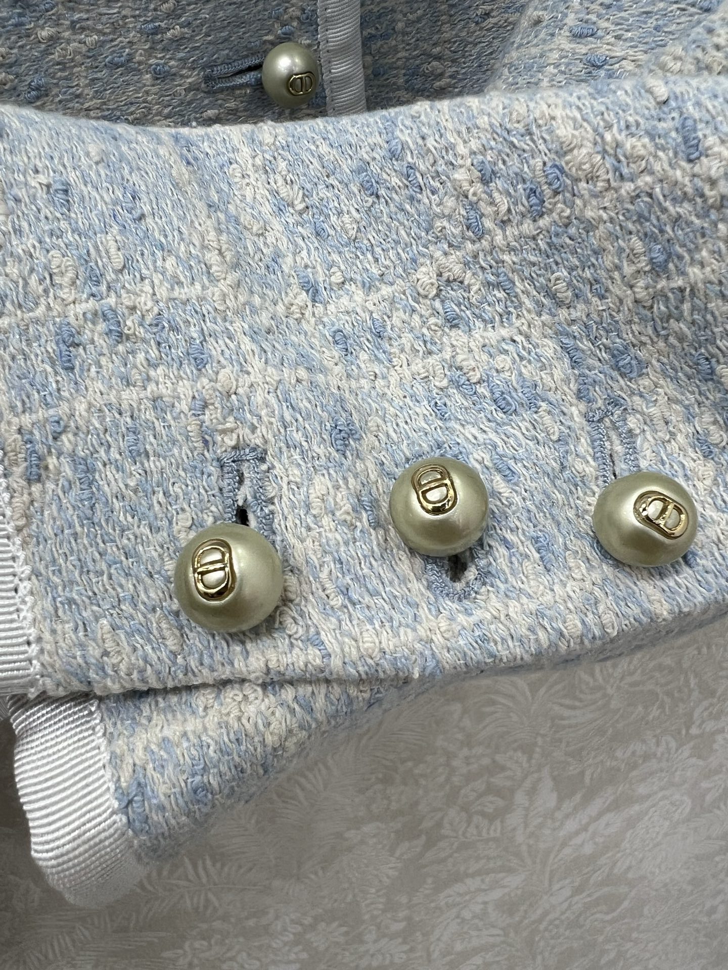 🔥🔥Dio*25新款藤格纹圆领洋装外套  马卡龙配色出货啦！绝美的藕粉跟浅蓝色 🩷🩵定制YB进口粗纺毛呢