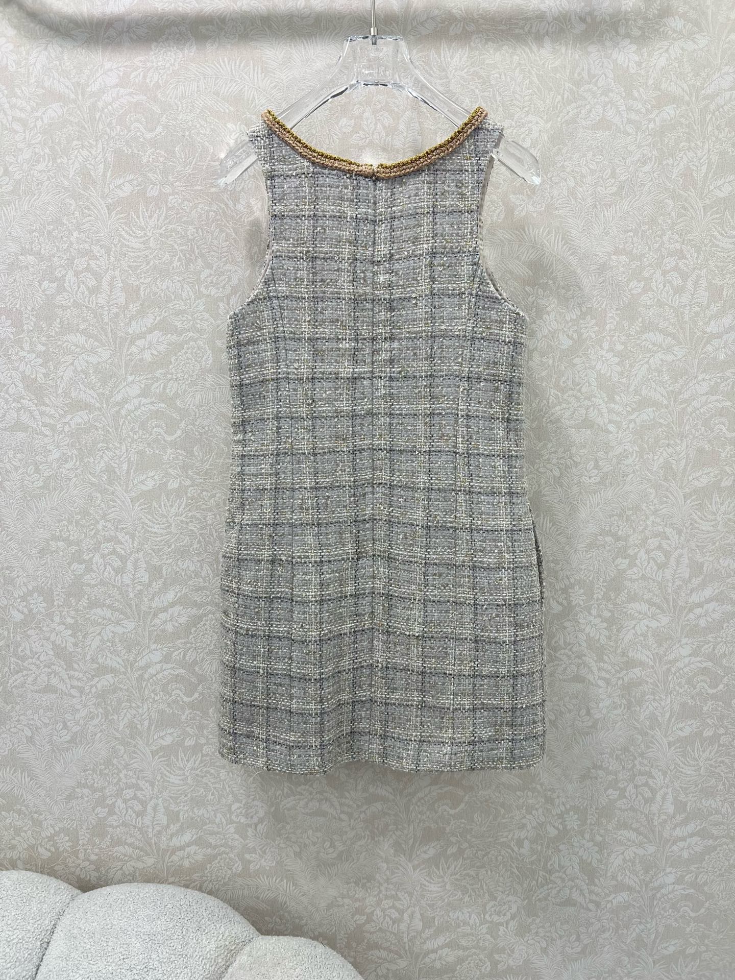 🔥🔥Chan*l25新款编织洋装捆边背心裙 高版本！百分百真丝内衬 手工挑边 注意细节区分版本‼️ 定制