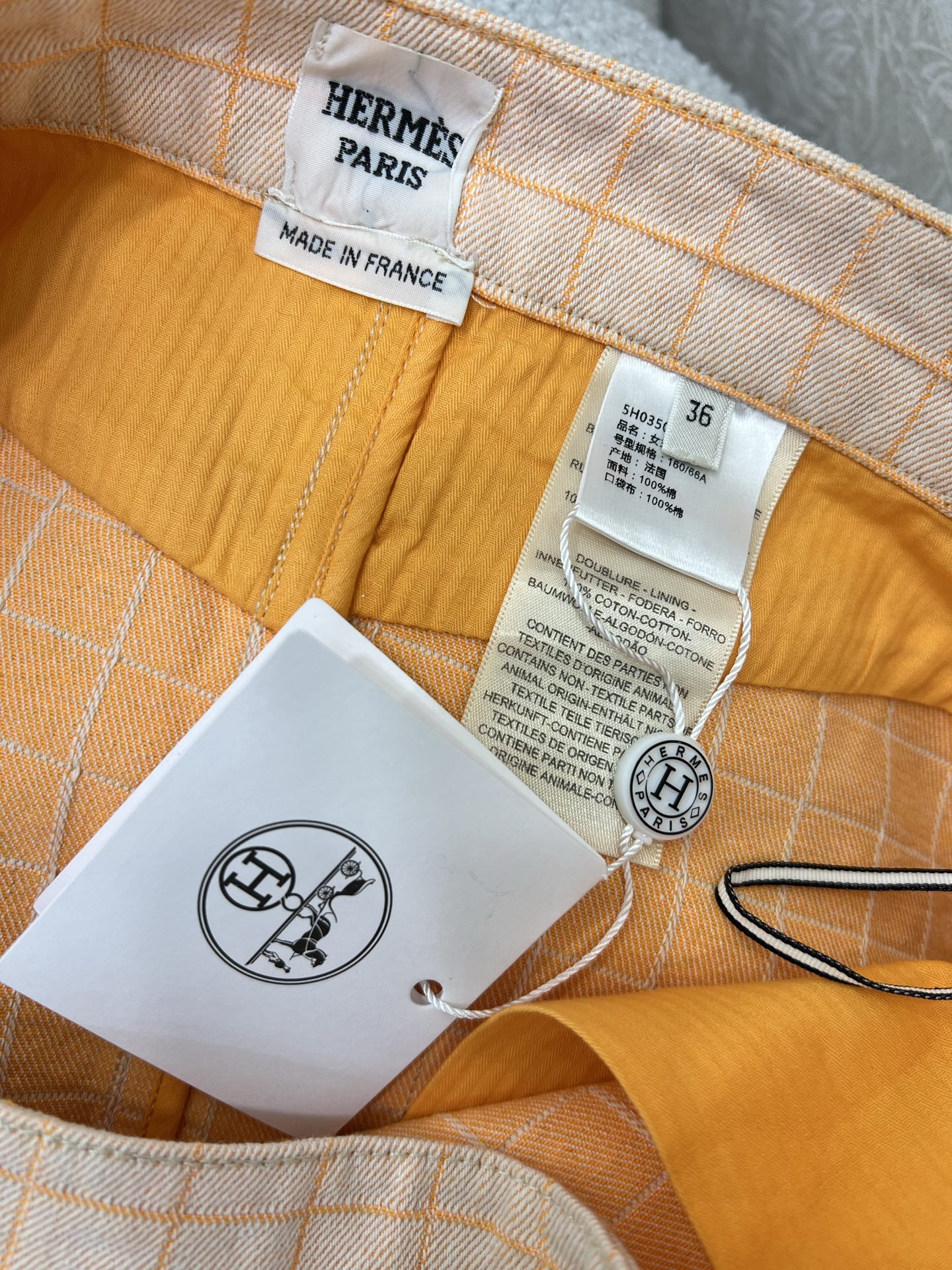 🔥🔥Herme*25橘粉色格纹拉链短裙 定制YB斜纹棉牛仔材质 质感高级 穿搭有型 通体定位格纹满铺 垫