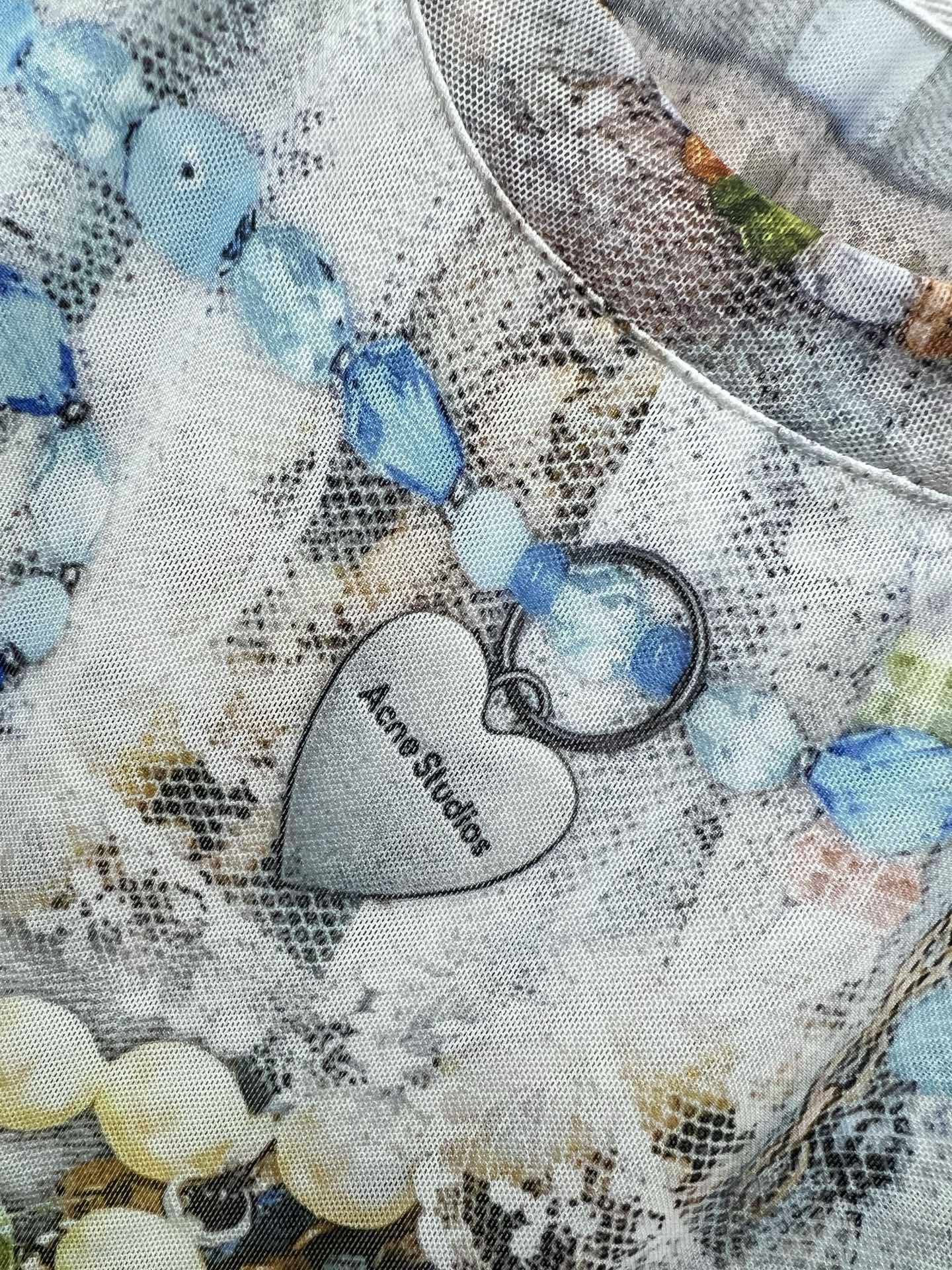 🔥🔥Acne*25新款网纱打底衫~珠宝珍珠水墨晕染logo印花  网纱面料亲肤又透气  超级轻薄 单看不