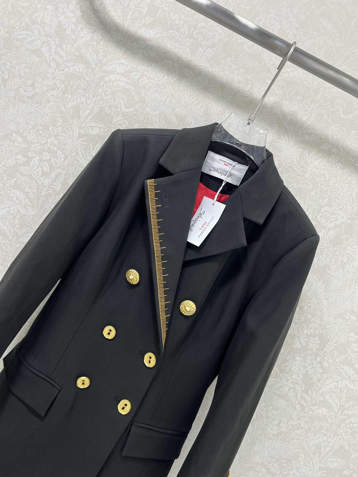 🔥🔥Sch*法国本土品牌 25新款长款大衣外套 大翻领双排扣设计 整件定制五金 衣边精美刻度金线刺绣 展