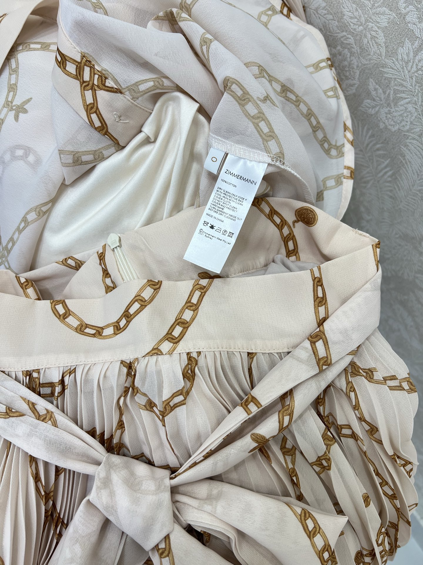 🔥🔥Zimmerman*兹/默曼25新款套装 衬衣➕半裙得组合  整体链条⛓花印花 上衣袖压褶 半裙搭配