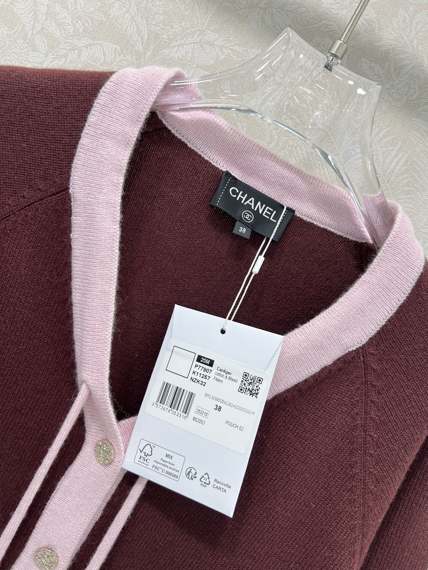 🔥🔥 Chan*l 25A手工坊系列新款 高版本配布袋‼️ 撞色包边系带针织短开衫丨⚠独家高版出品！致敬