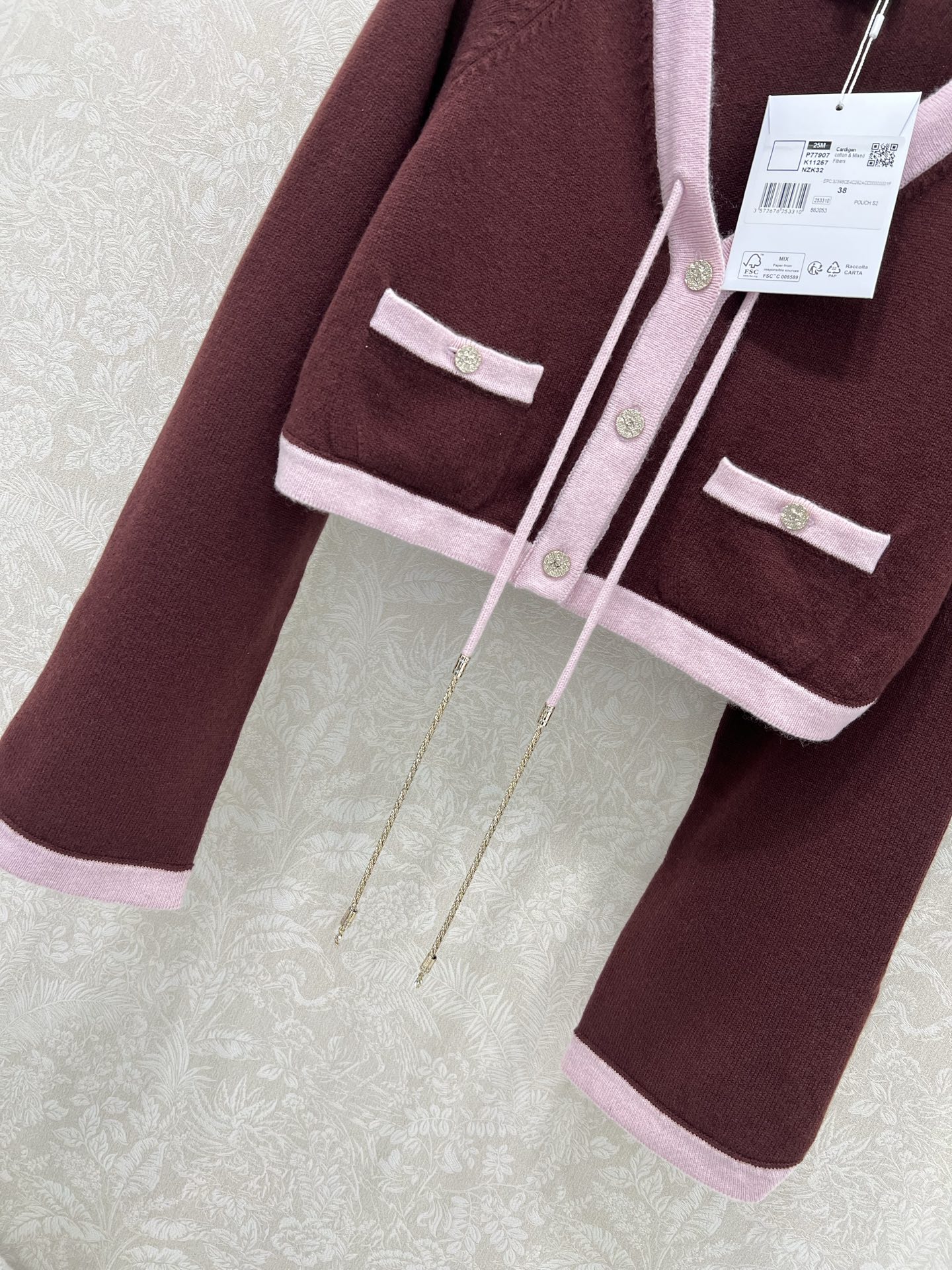 🔥🔥 Chan*l 25A手工坊系列新款 高版本配布袋‼️ 撞色包边系带针织短开衫丨⚠独家高版出品！致敬