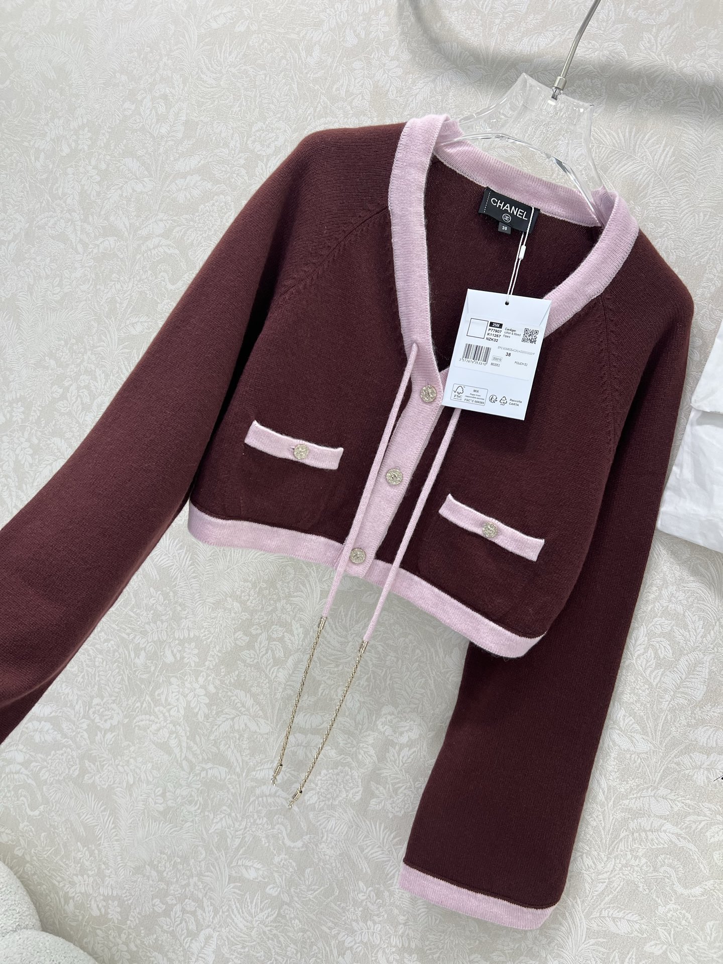 🔥🔥 Chan*l 25A手工坊系列新款 高版本配布袋‼️ 撞色包边系带针织短开衫丨⚠独家高版出品！致敬