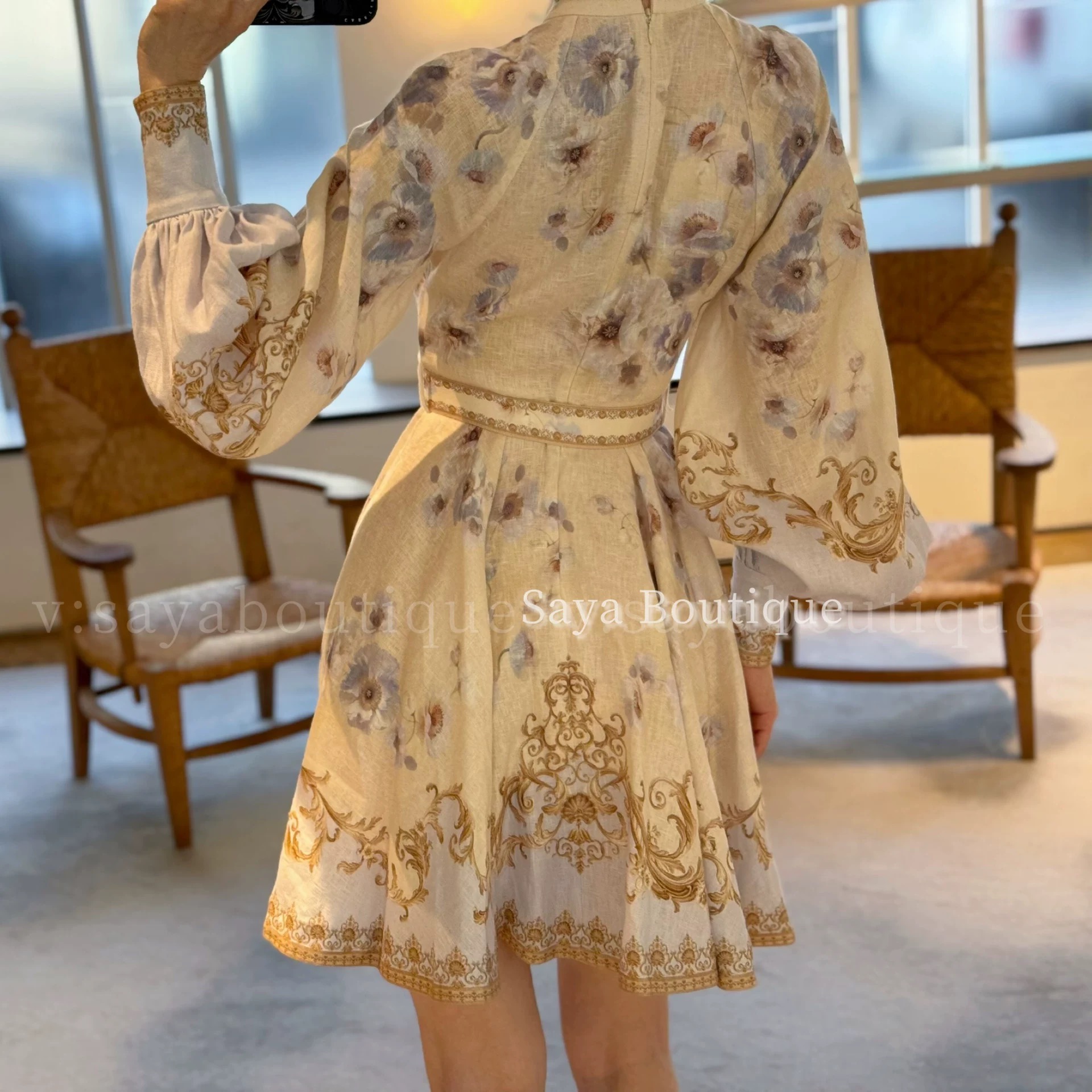 🔥🔥Zimmerman*兹/默曼 25新款宫廷花紫荆花系列 同步上新啦~短款‼️连衣裙 小立领和灯笼袖设