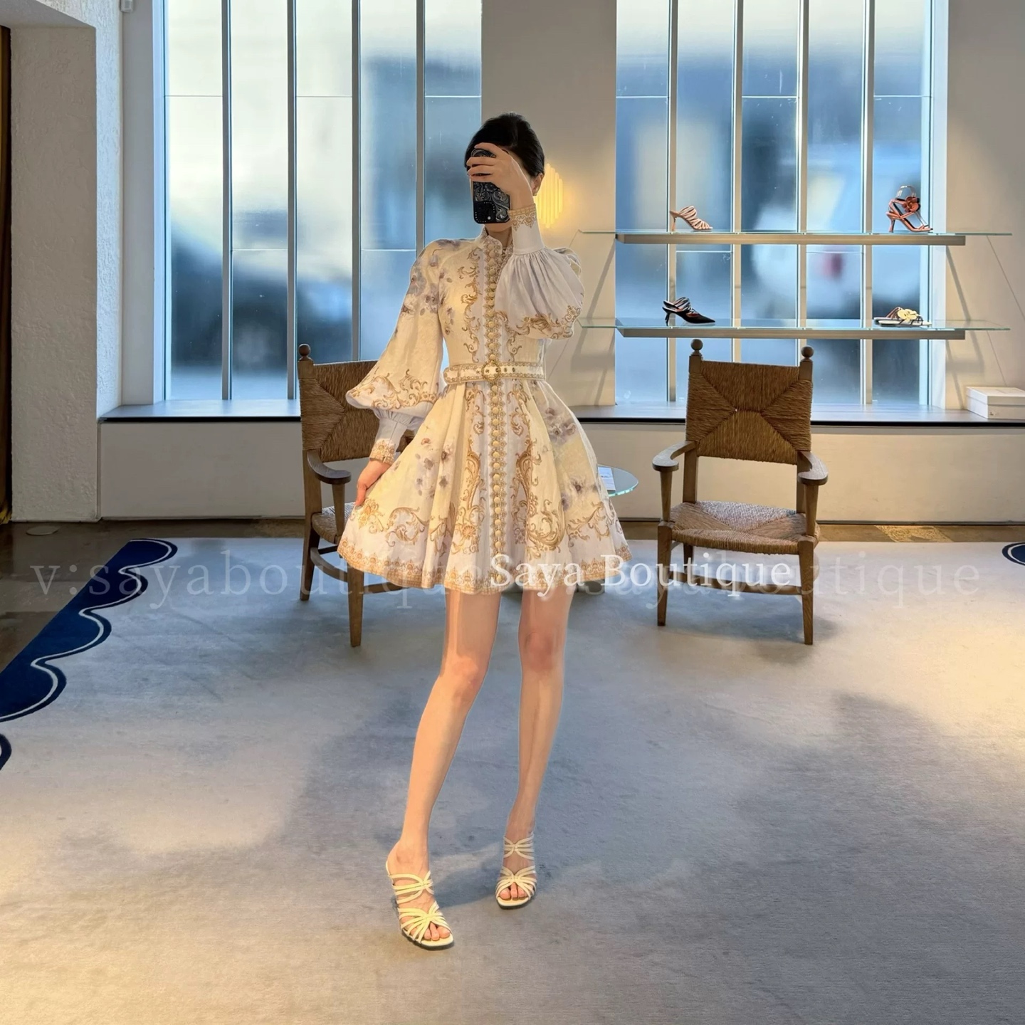 🔥🔥Zimmerman*兹/默曼 25新款宫廷花紫荆花系列 同步上新啦~短款‼️连衣裙 小立领和灯笼袖设