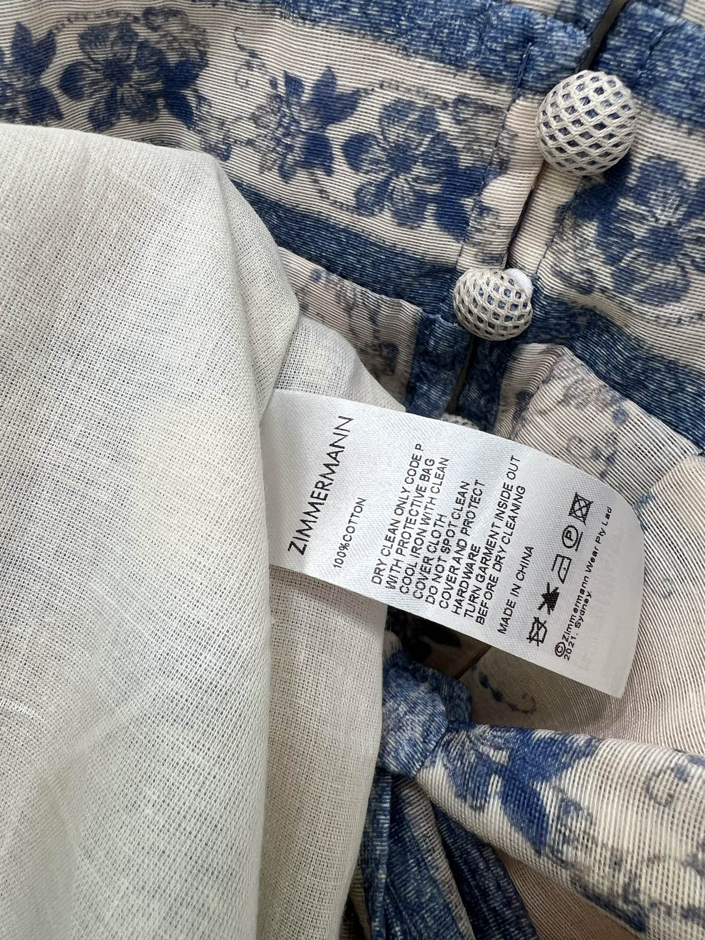 新出短款蓝色🩵🔥🔥Zimmerman*兹/默曼 25新款连衣裙 V领蓬蓬泡泡袖公主袖设计 搭配定制腰带 