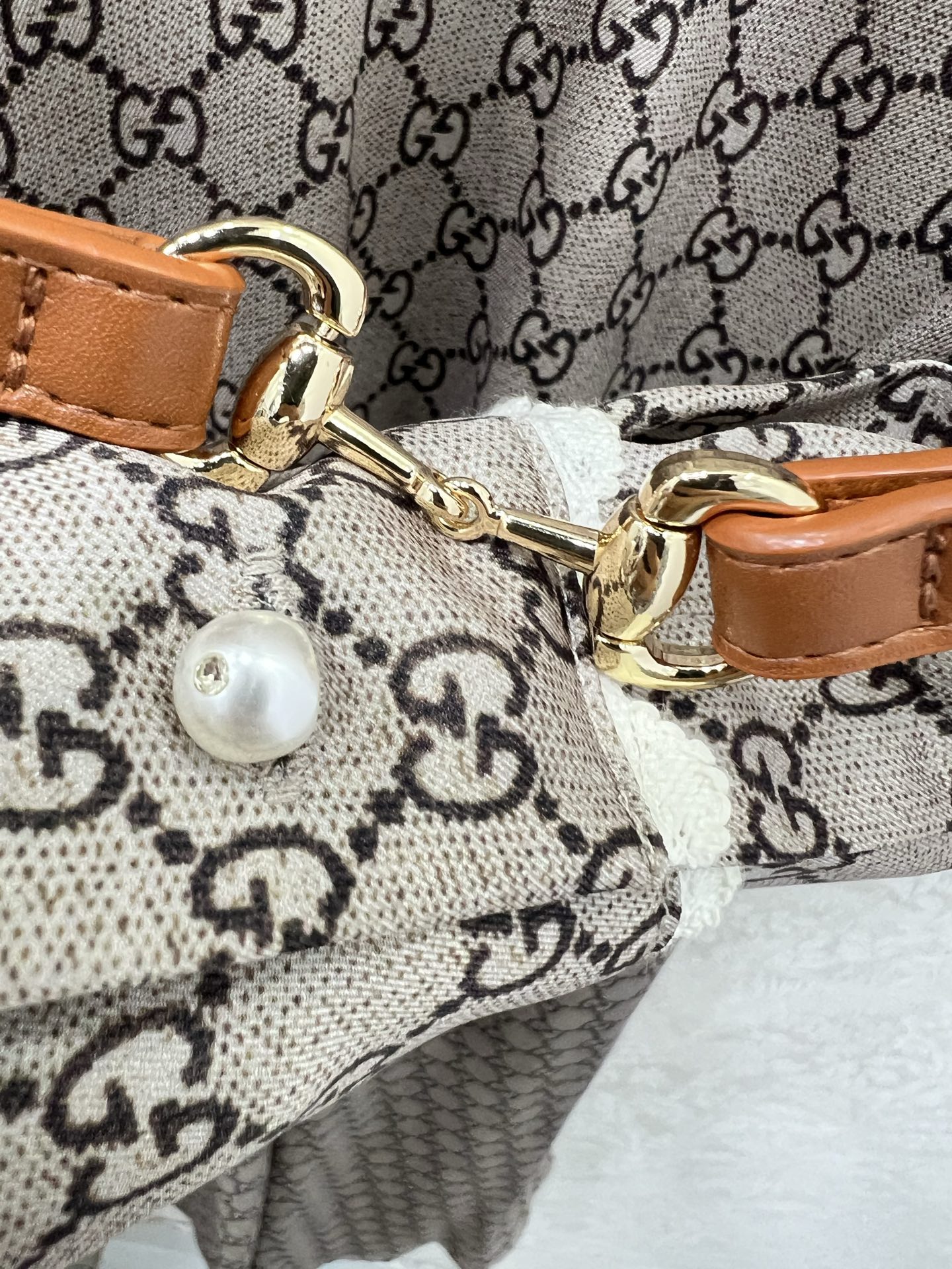 🔥🔥 Gucc*25新款经典双G logo 印花拼蕾丝花边衬衣式连衣裙 经典花色永不过时 这款气质甜美高