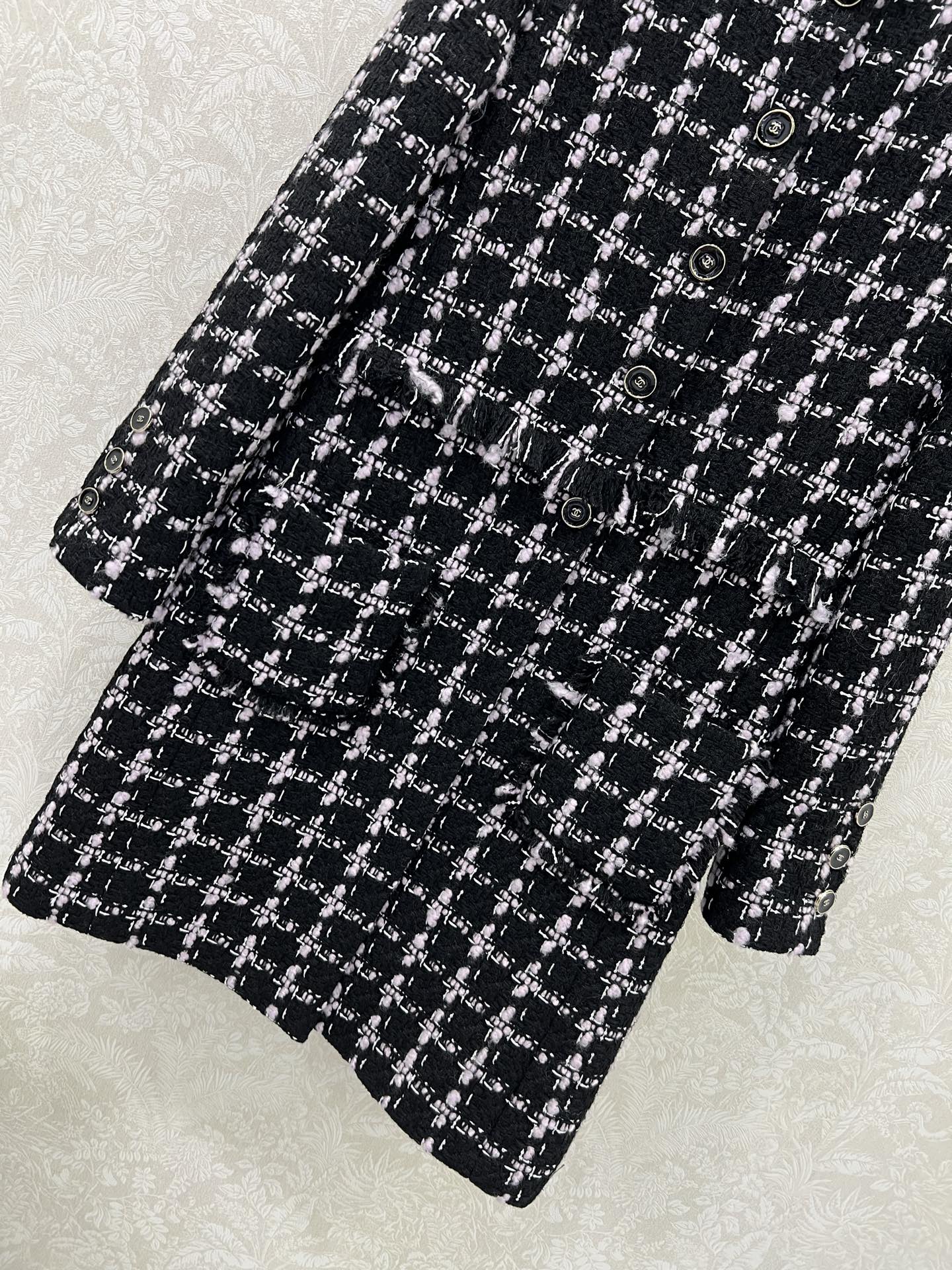 🔥🔥Chan*l 25新款编织洋装捆边长款外套裙  百分百真丝内衬版本‼️ 注意细节区分版本 进口粗纺羊