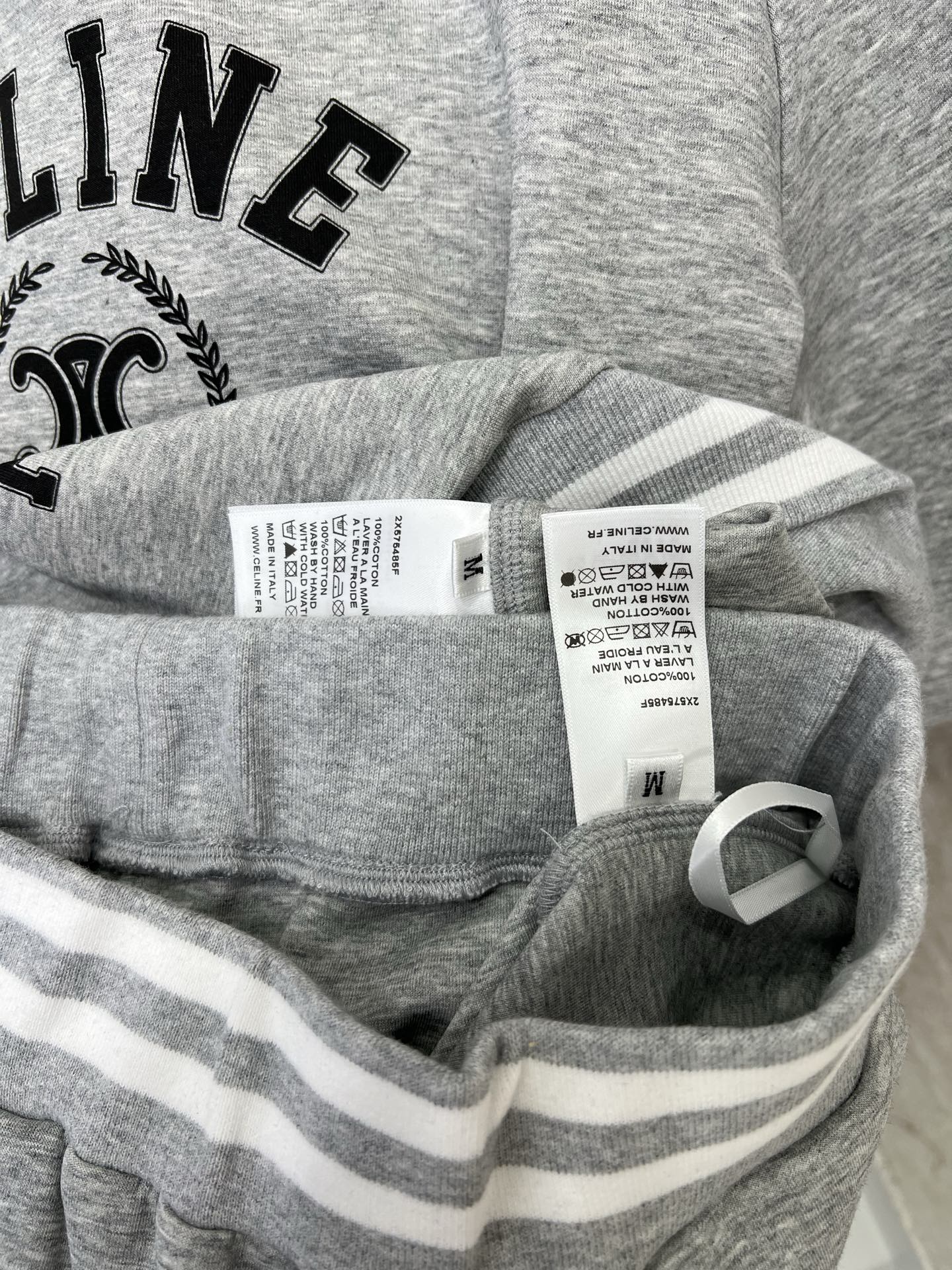 🔥🔥  CELIN*25早秋新款套装 圆领下摆织带卫衣➕束脚长裤的组合  上衣ce字母凯旋门logo印花