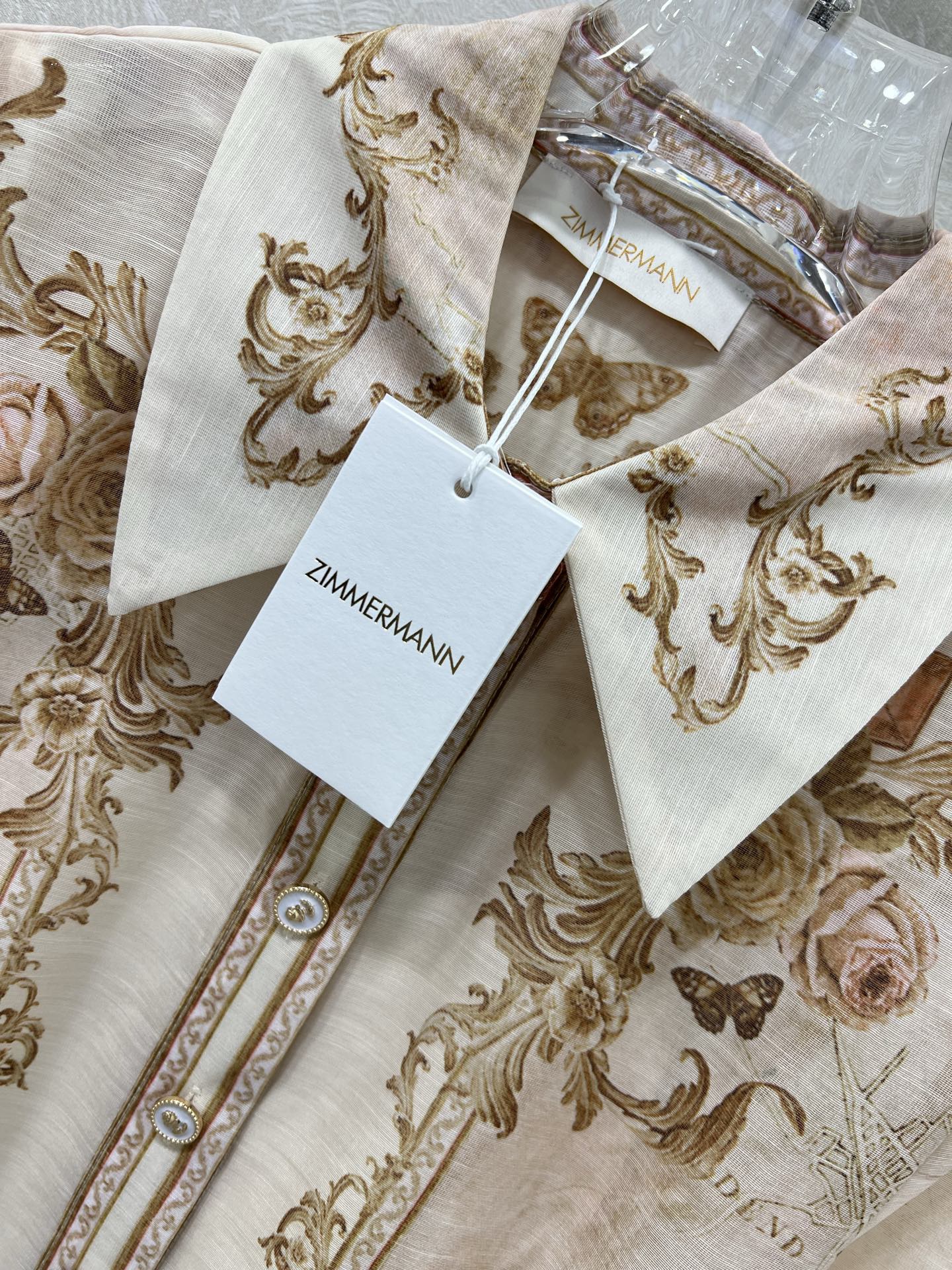 🔥🔥Zimmerman*兹/默曼 25新款定位花翻领长袖连衣裙 灯笼袖设计前襟单排本布包扣设计 袖口收紧