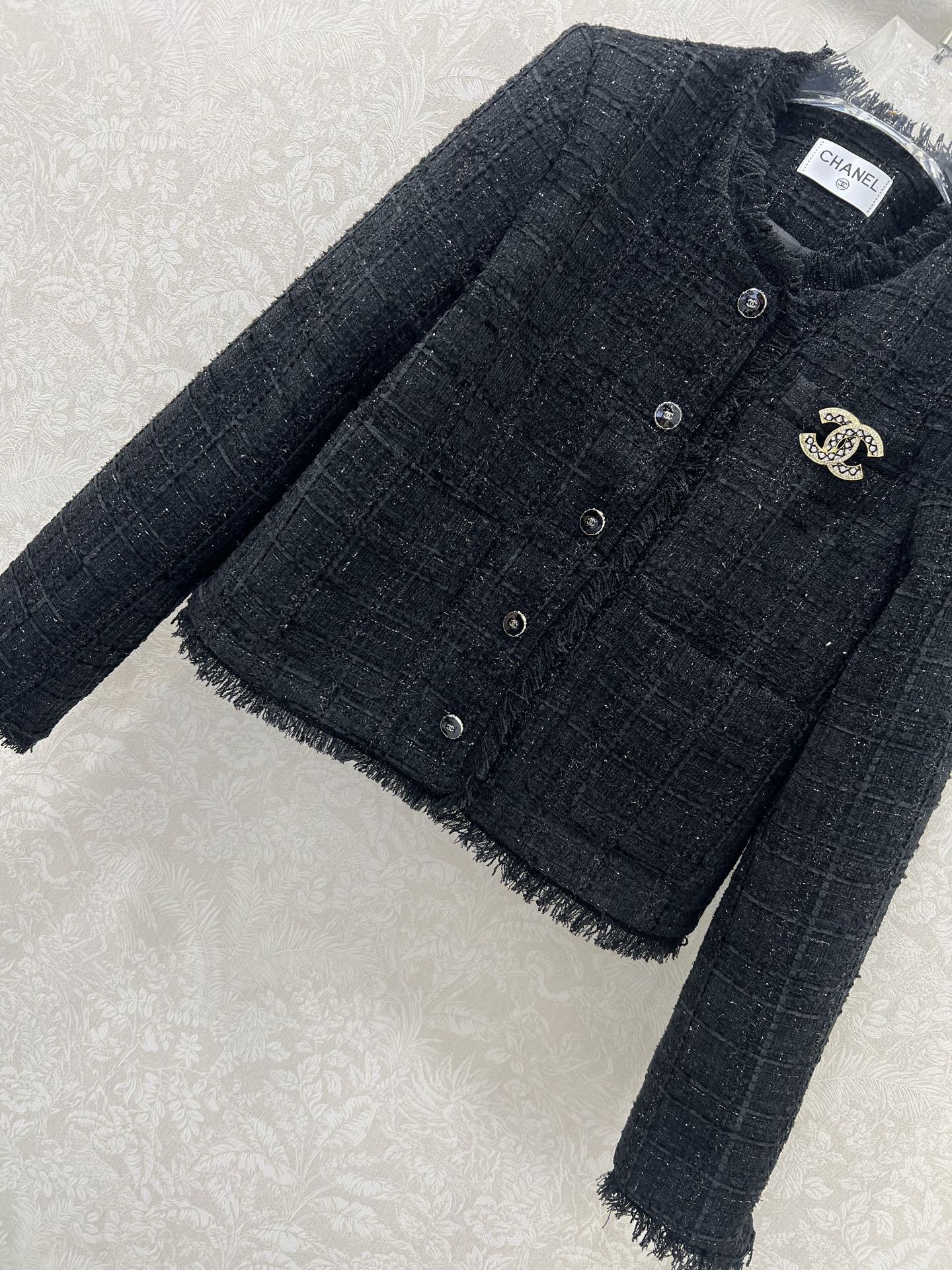 🔥🔥Chan*l 25新款编织洋装流苏短款外套 粗纺毛呢材质 肌理明显 毛料肉眼可见 质感上乘 粗花条纹