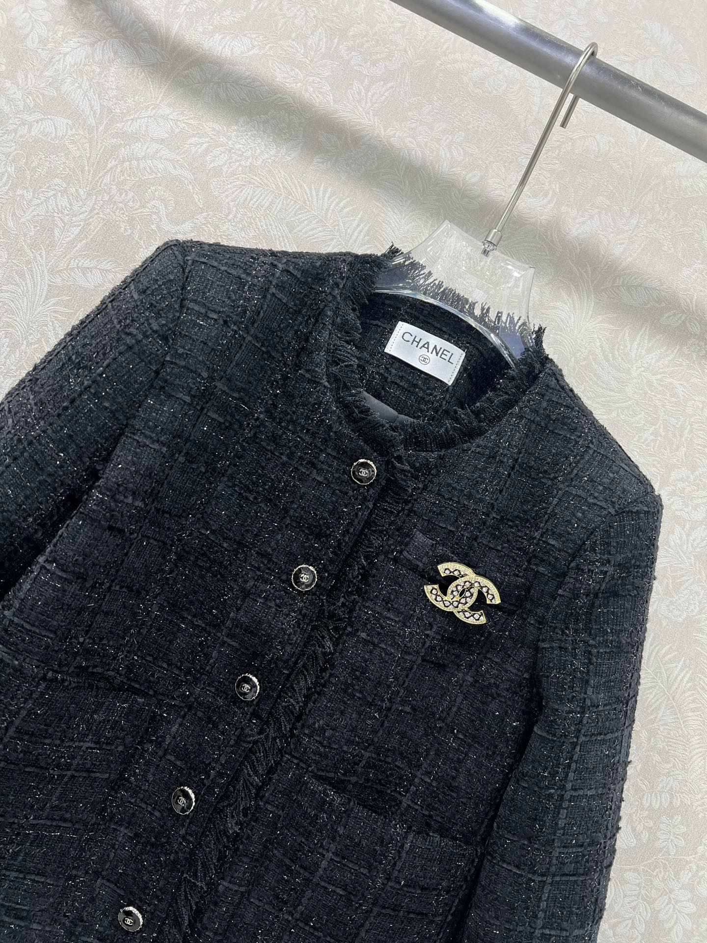 🔥🔥Chan*l 25新款编织洋装流苏短款外套 粗纺毛呢材质 肌理明显 毛料肉眼可见 质感上乘 粗花条纹