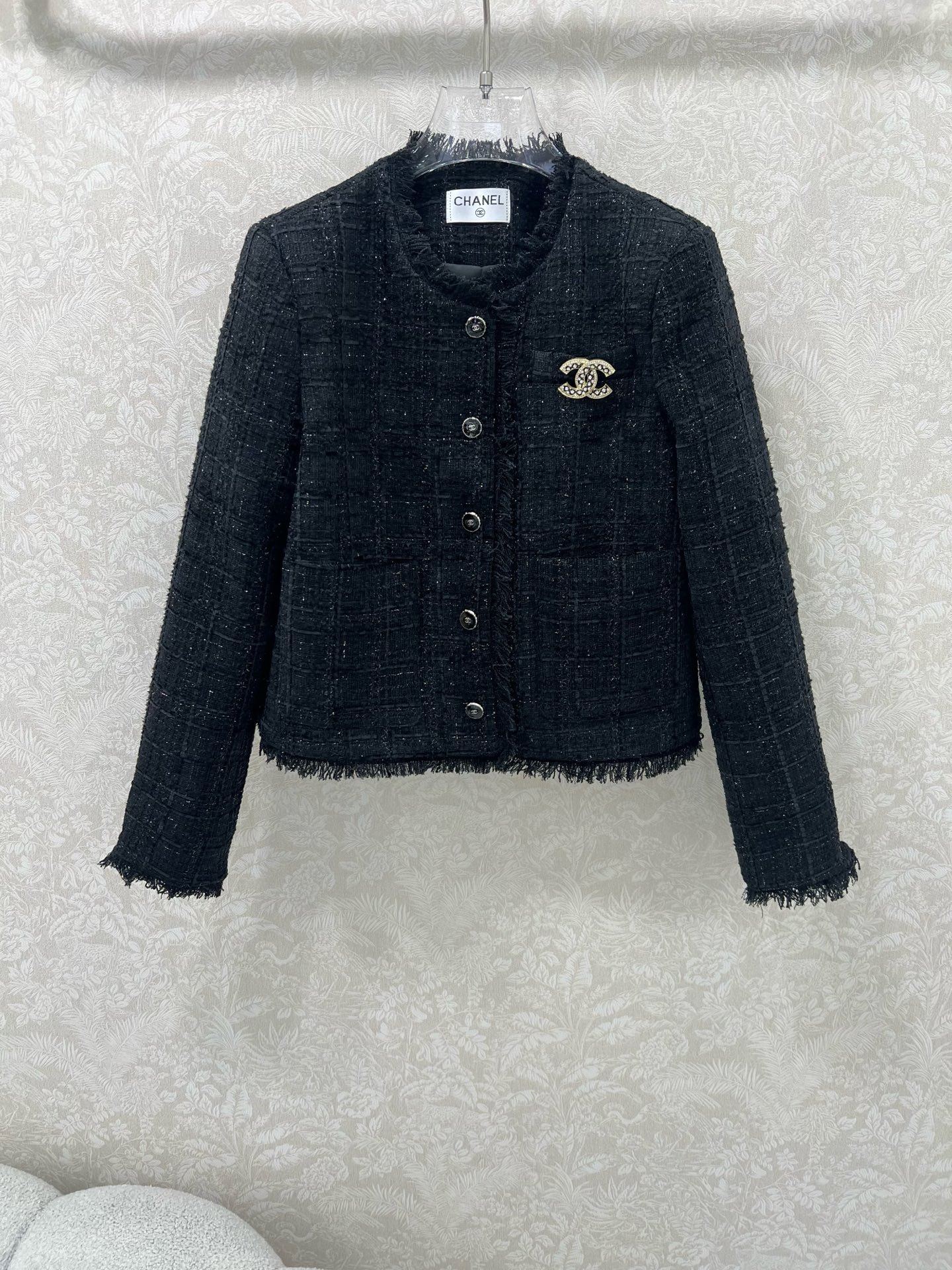 🔥🔥Chan*l 25新款编织洋装流苏短款外套 粗纺毛呢材质 肌理明显 毛料肉眼可见 质感上乘 粗花条纹