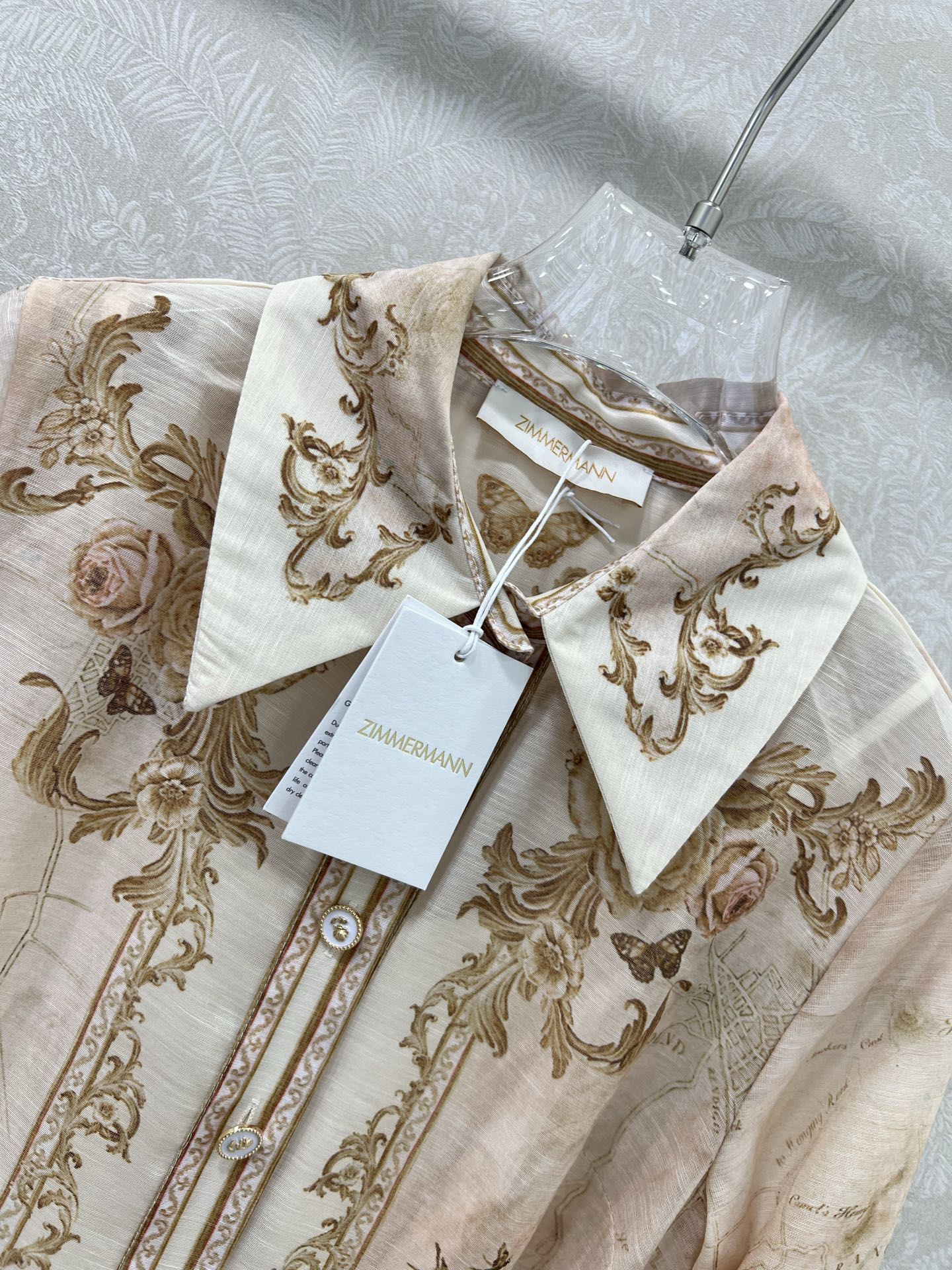 🔥🔥Zimmerman*兹/默曼 25新款定位花翻领长袖连衣裙 灯笼袖设计前襟单排本布包扣设计 袖口收紧