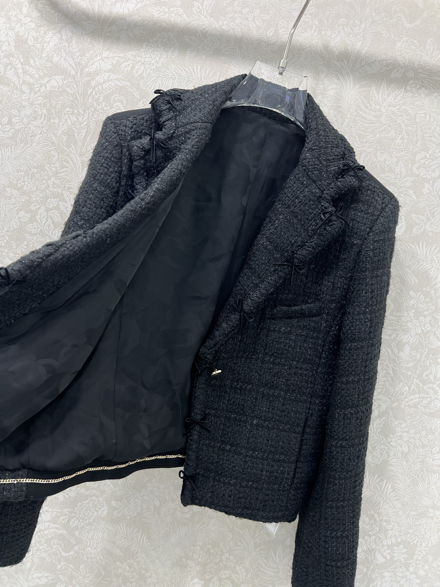 🔥🔥chan*l 25秋冬系列新款 金智妮同款法式风花翻领蝴蝶结短款粗花呢外套 100%真丝内衬版本 注