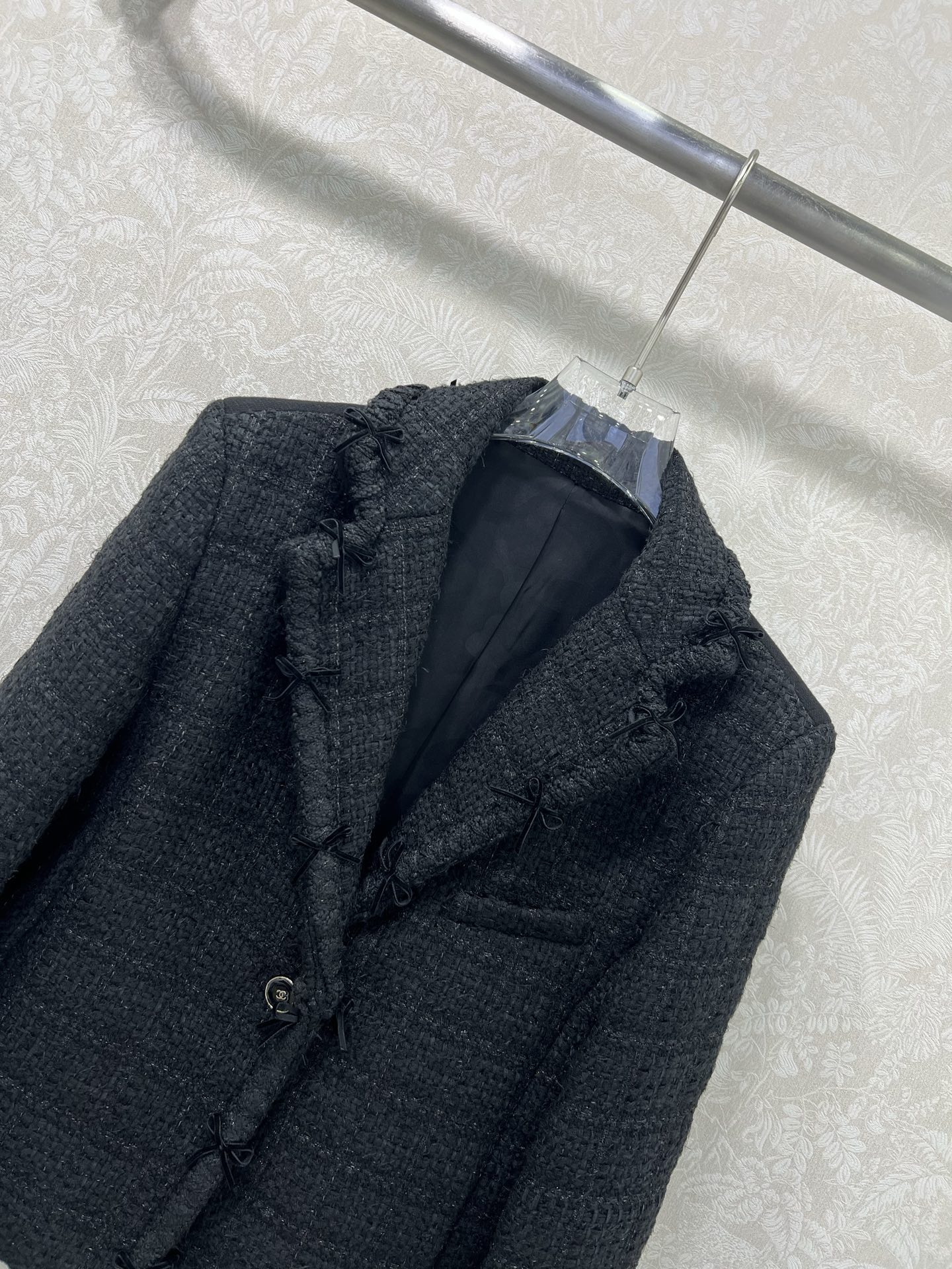 🔥🔥chan*l 25秋冬系列新款 金智妮同款法式风花翻领蝴蝶结短款粗花呢外套 100%真丝内衬版本 注