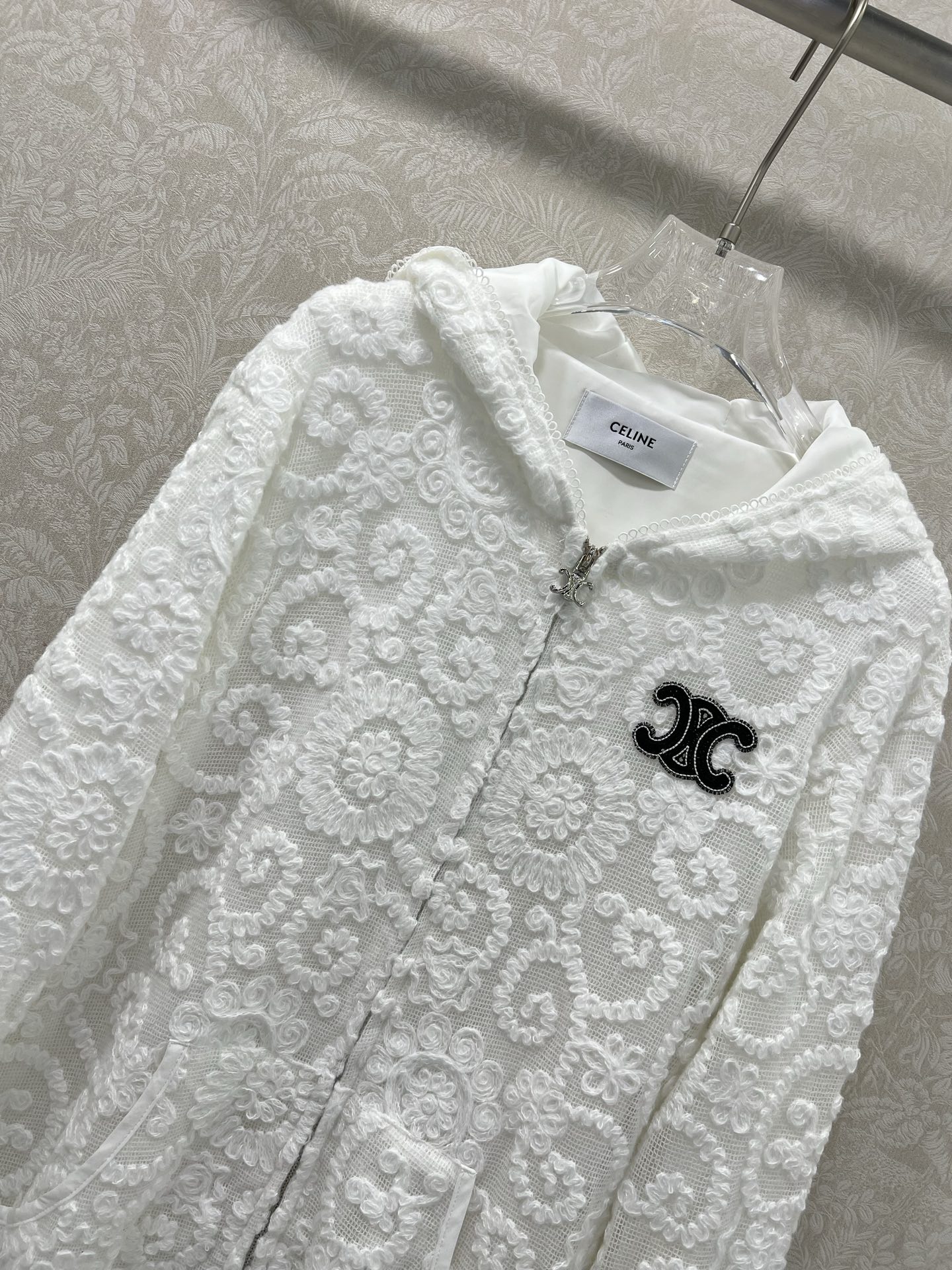 🔥🔥Celin*25新款水溶蕾丝连帽外套 定制蕾丝水溶花 超好看[色] 唯美仙女 胸前搭配凯旋门logo