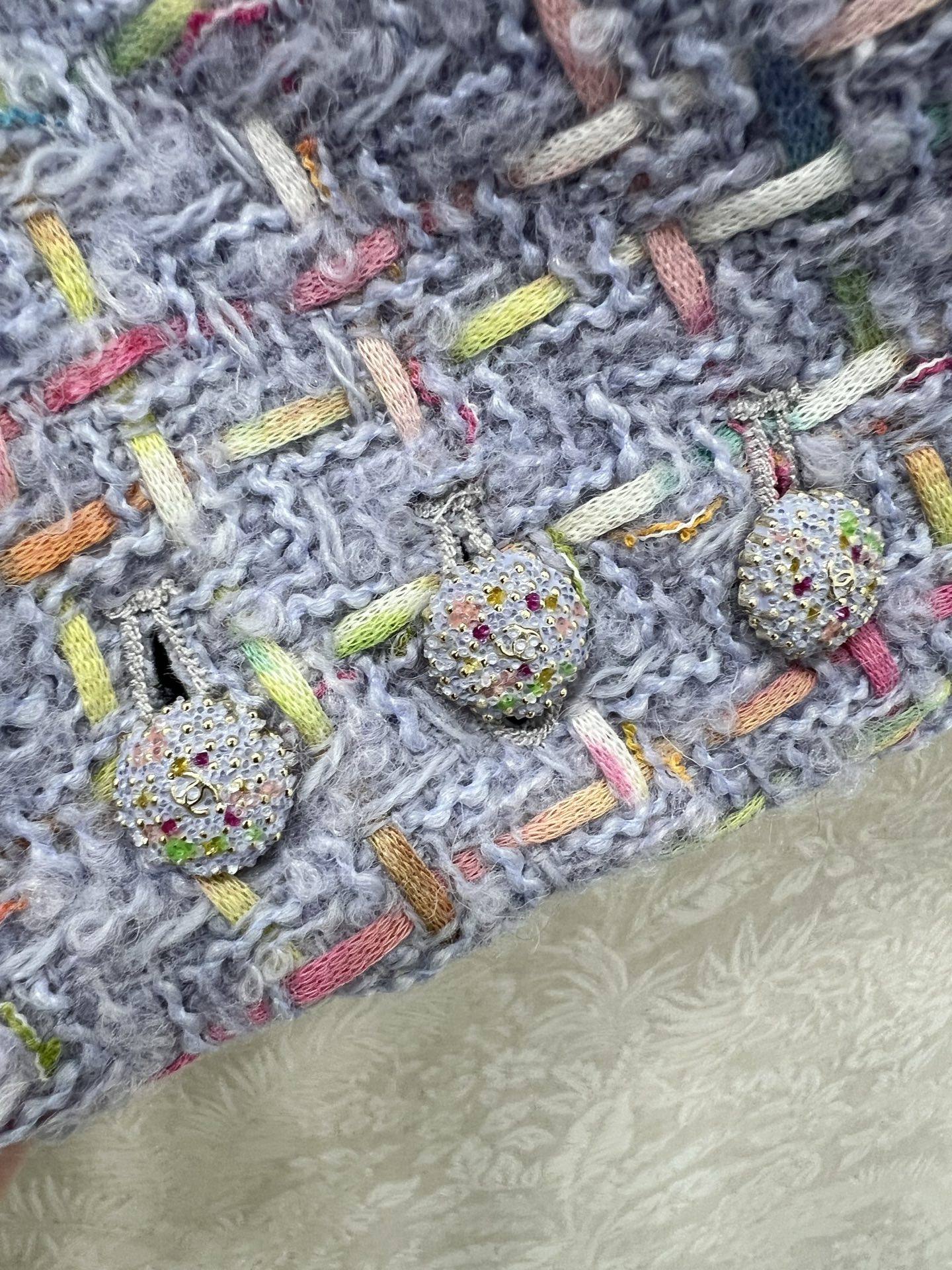 🔥🔥Chane* 25新款高级手工坊系列新款 短款单排扣紫色粗花呢外套 100%真丝内衬‼️注意细节区分