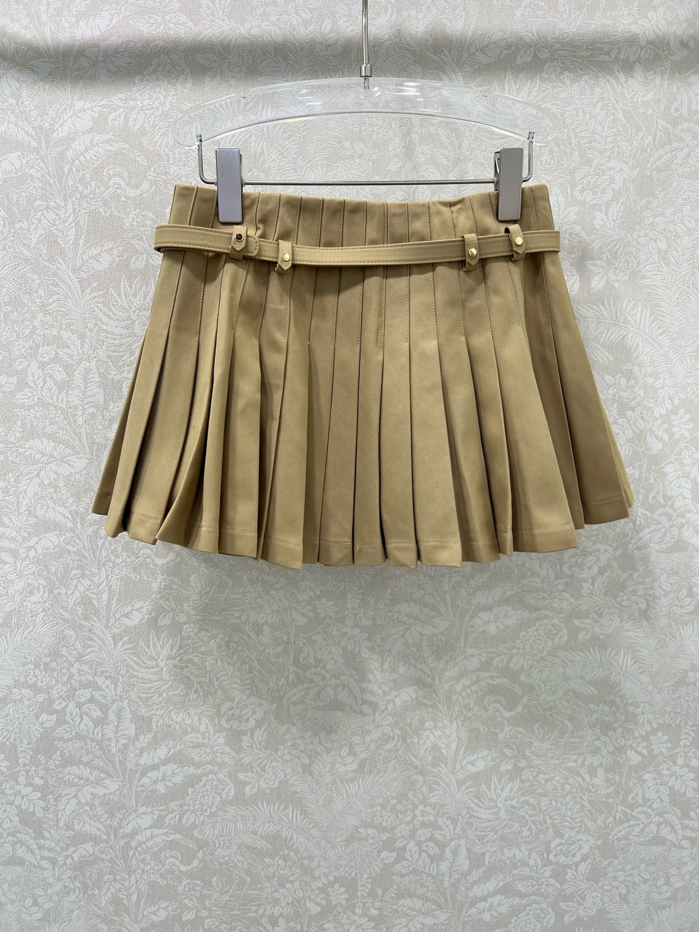 🔥🔥miumi*25早秋新款重工百褶短裙 搭配定制腰带 内搭配送可拆卸格子花苞安全裤 安全感满满 定制五