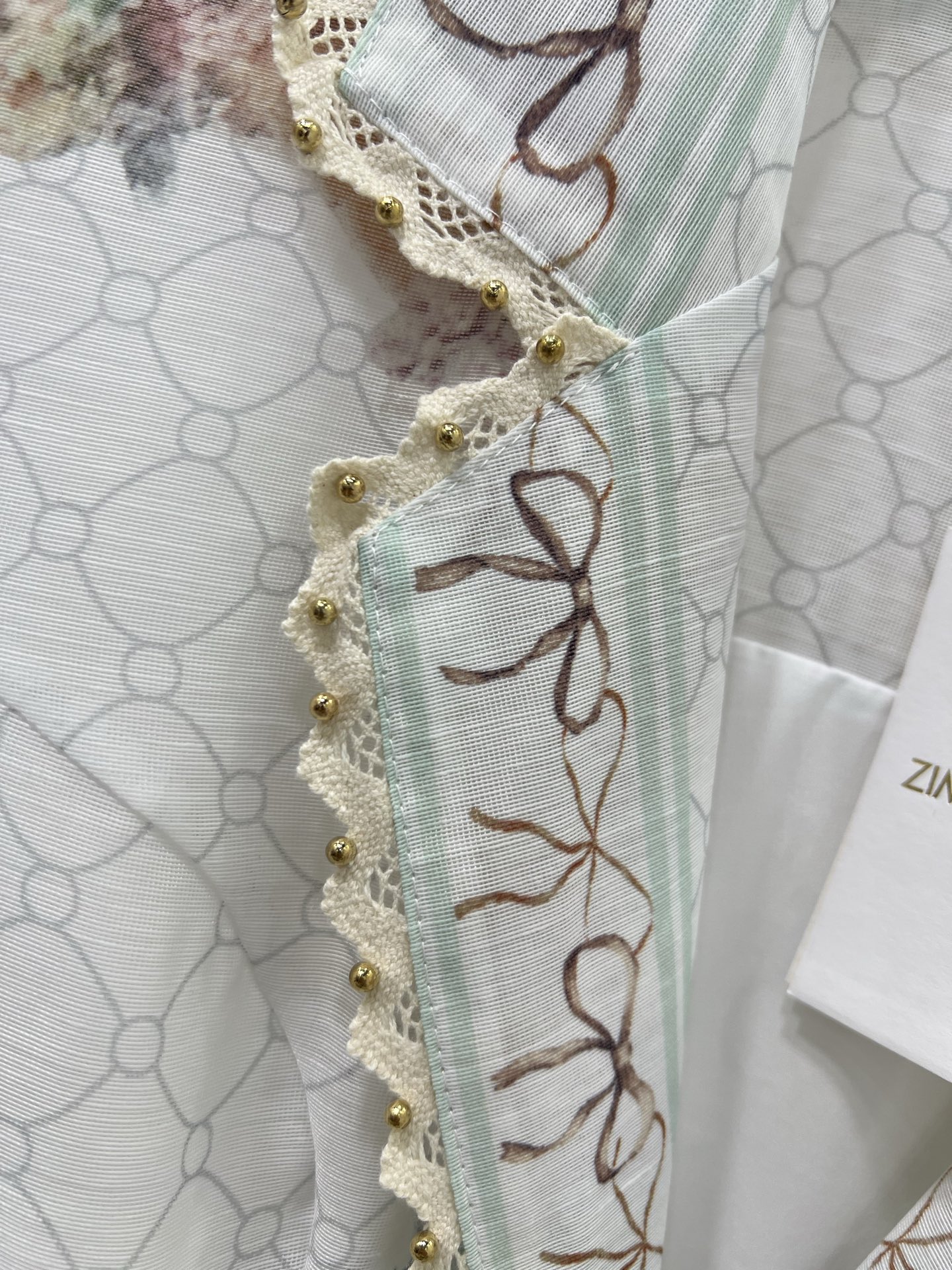 🔥🔥Zimmerman*兹/默曼25新款连衣裙 系扣前襟灯笼袖长款连衣裙 腰肩系绳设计 配以蕾丝小圆珠花