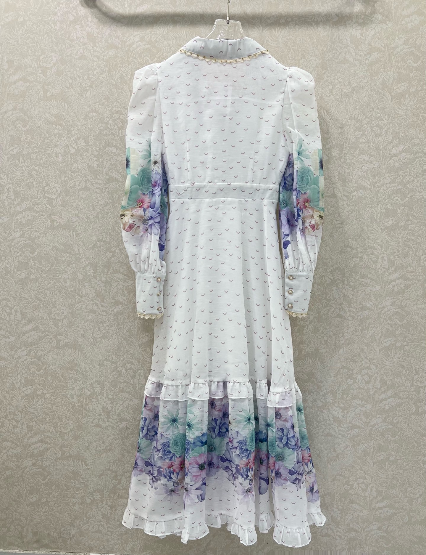 🔥🔥Zimmerman*兹/默曼25新款连衣裙 系扣前襟灯笼袖长款连衣裙 腰肩系绳设计 配以蕾丝小圆珠花