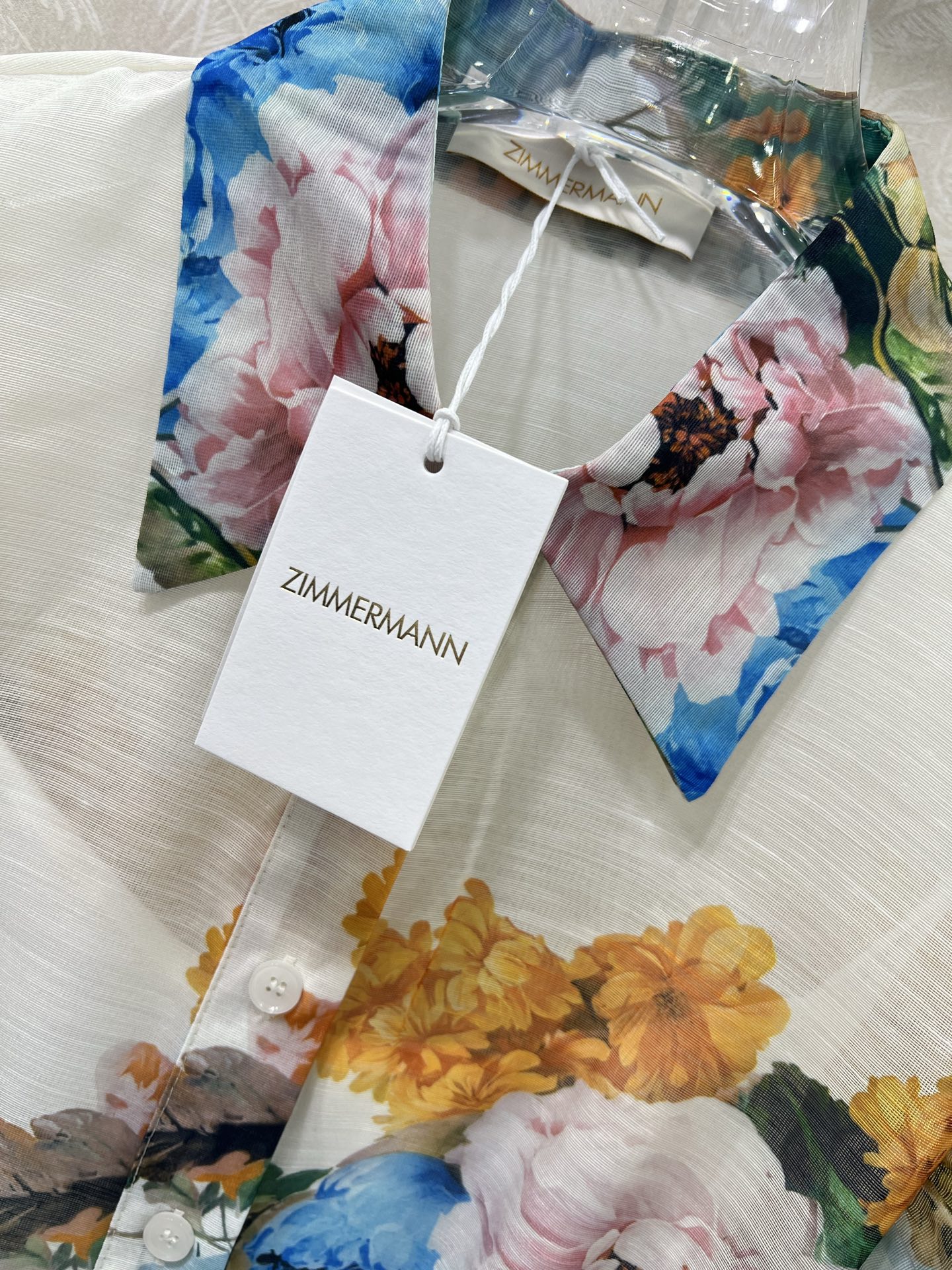 🔥🔥Zimmerman*兹/默曼 25新款翻领宫廷花边荷叶边长款连衣裙 灯笼袖搭配定制编制腰带 定位印花