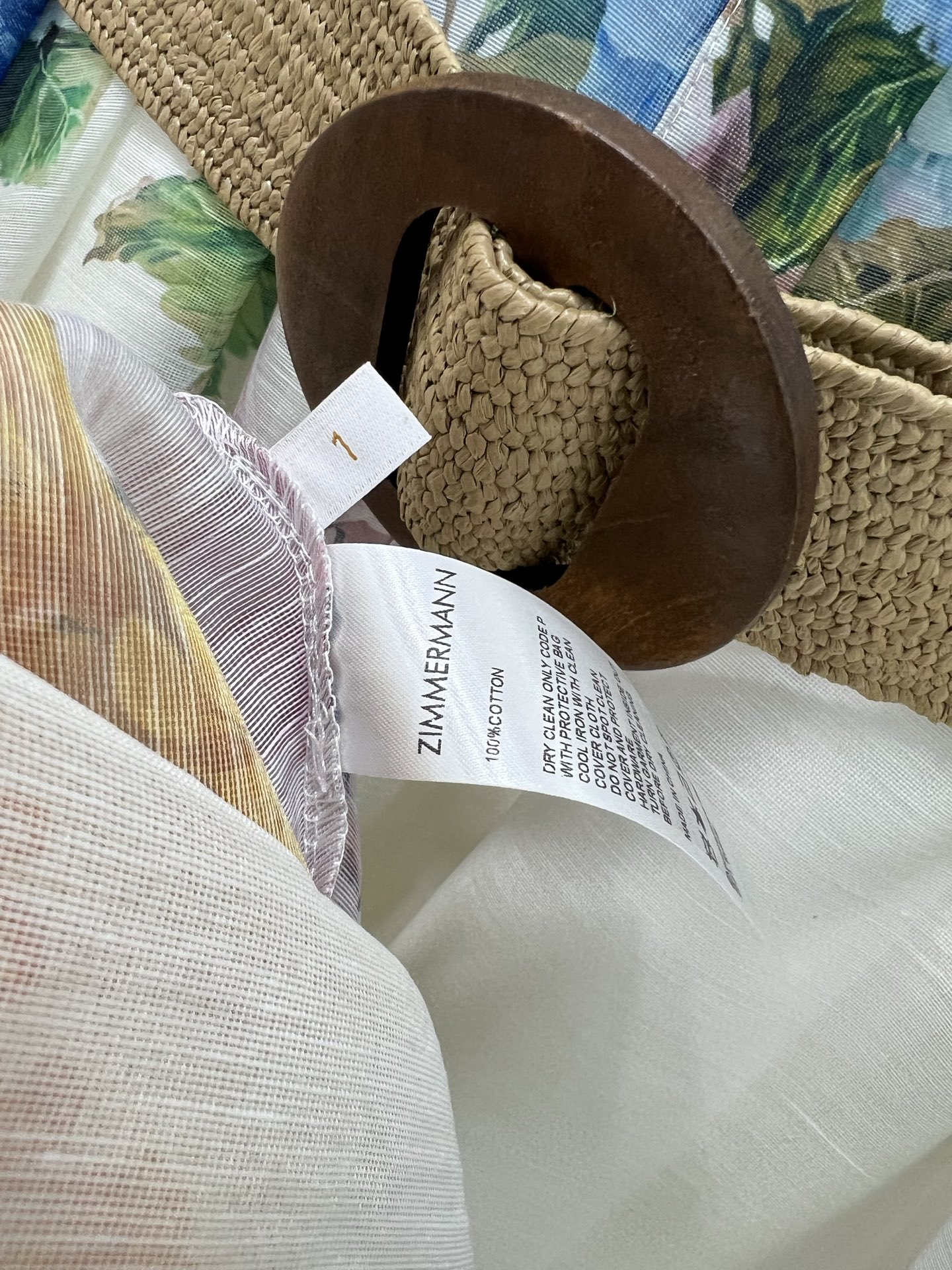 🔥🔥Zimmerman*兹/默曼 25新款翻领宫廷花边荷叶边长款连衣裙 灯笼袖搭配定制编制腰带 定位印花