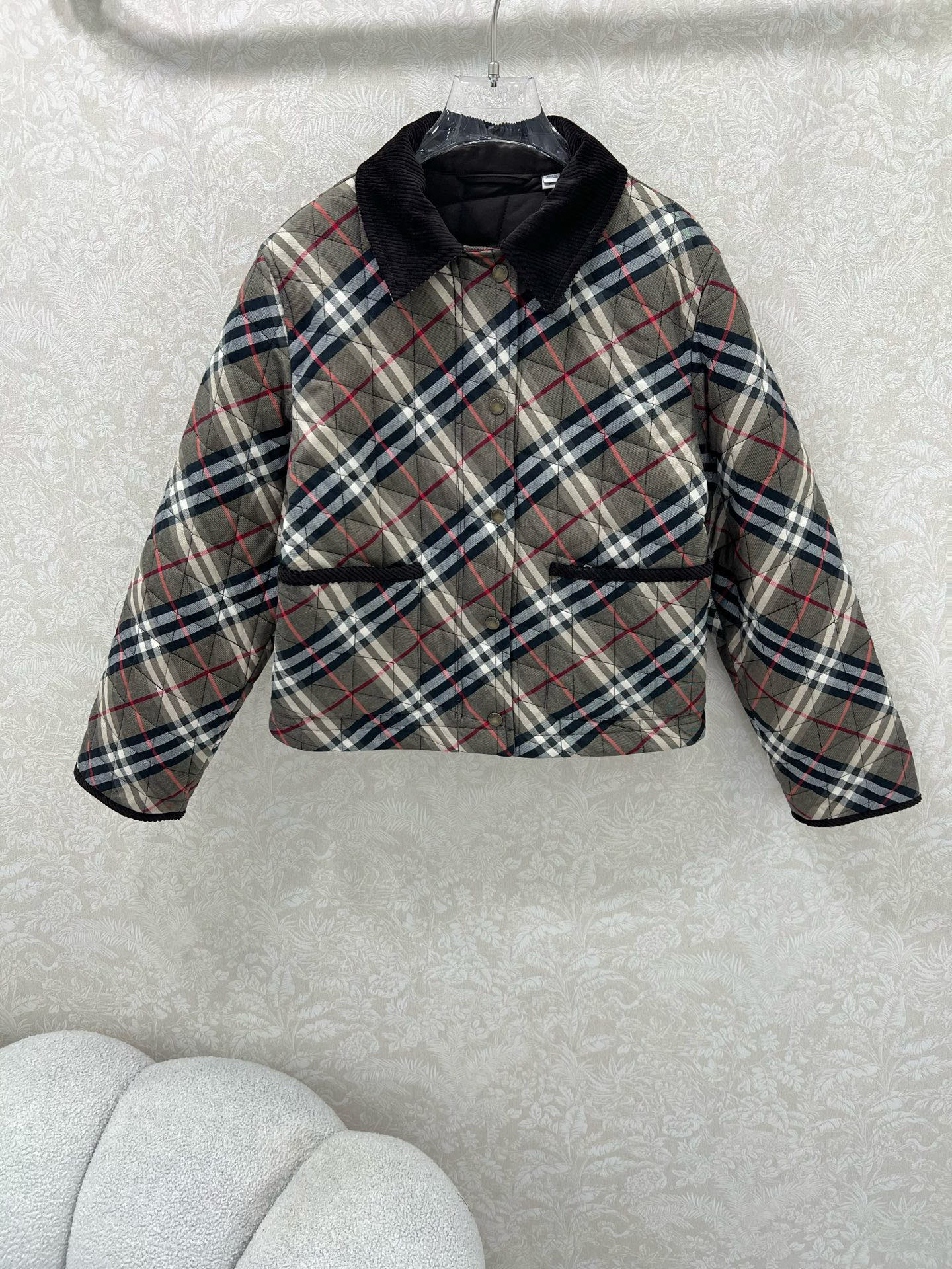 🔥🔥Burber*y 25新款格纹棉服外套 新版斜格纹设计 工艺还原，升级材质，提升秋冬御寒功能，羽绒棉