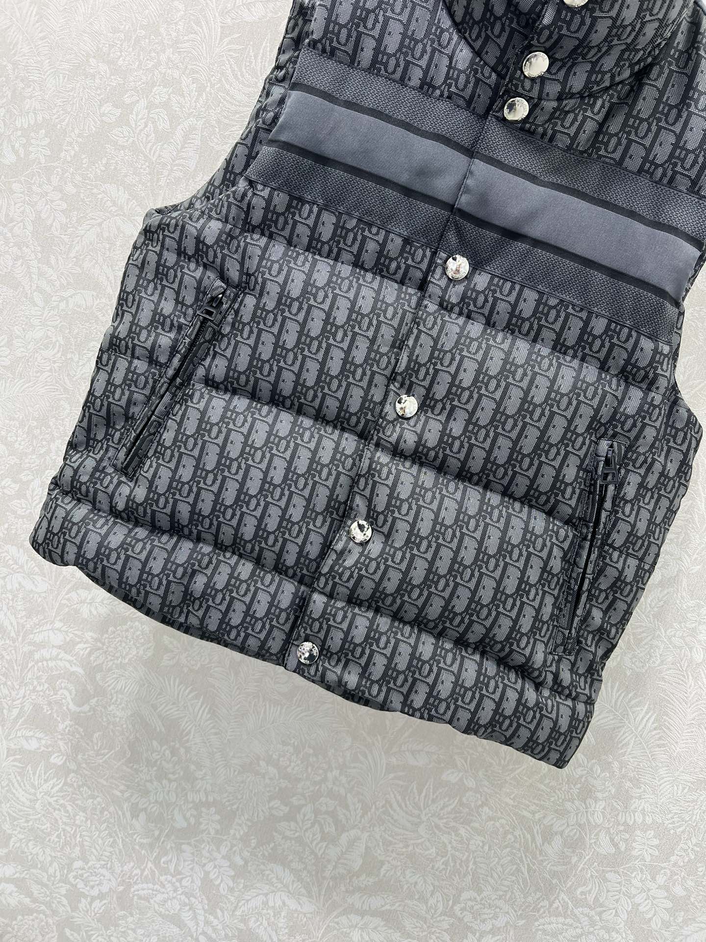 🔥🔥DIO*25秋冬新款 D字母提花立领羽绒马甲 经典老花提花面料+小蜜蜂刺绣 品牌感满满！背面有Cis