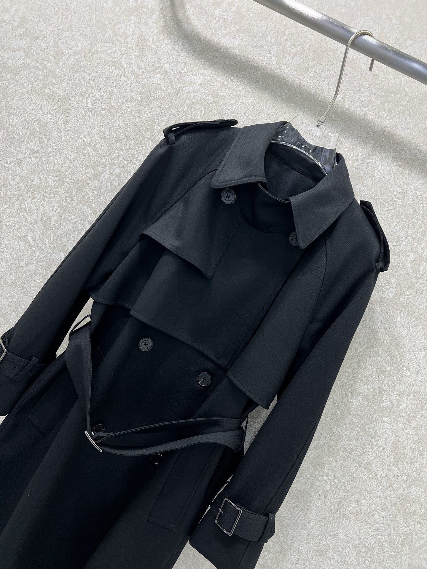 🔥🔥Max mar* 25新款羊毛风衣外套😘 定制高档羊毛面料 卡其色（棉）内衬经典满印logo印花 黑