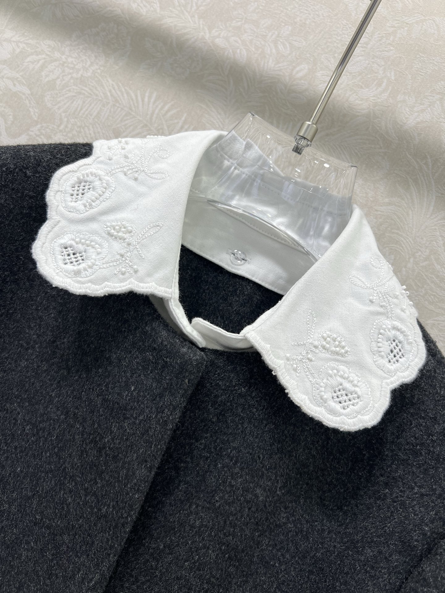 🔥🔥Miumi*25秋冬新品绣花领娃娃款羊毛毛呢外套连衣裙 超减龄甜妹千金穿搭 可拆卸刺绣娃娃领精致减龄