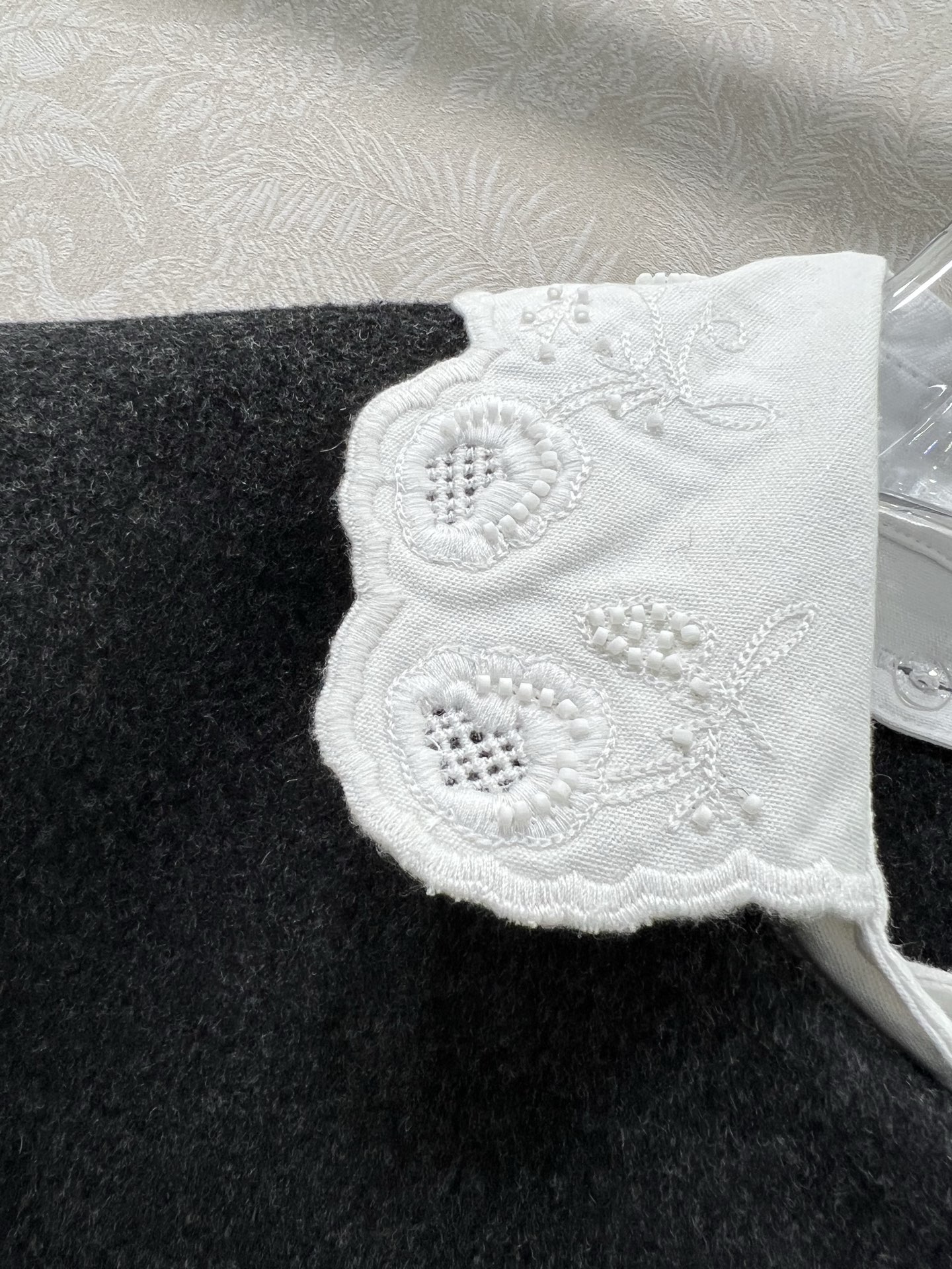 🔥🔥Miumi*25秋冬新品绣花领娃娃款羊毛毛呢外套连衣裙 超减龄甜妹千金穿搭 可拆卸刺绣娃娃领精致减龄