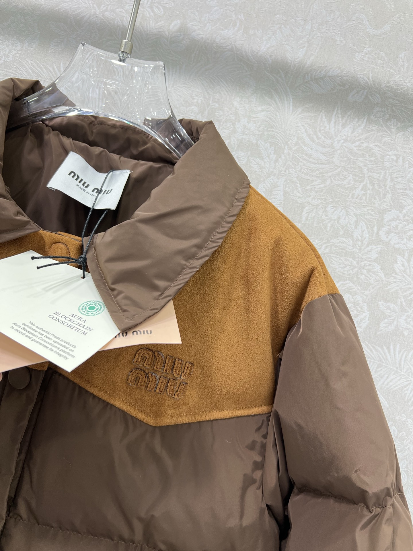 🔥🔥miumi*25新款麂皮绒拼羽绒服 90白鸭绒 整件拼接做麂皮绒与防风防水材质搭配质感超级无敌高级！